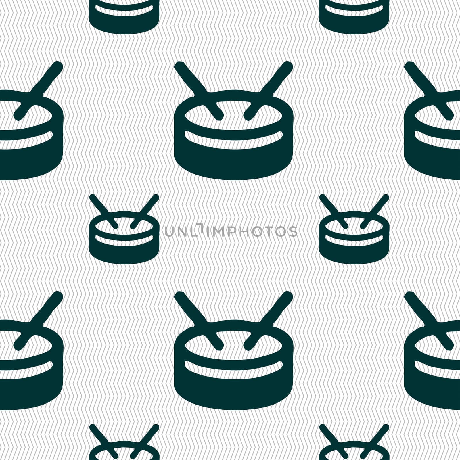drum icon sign. Seamless pattern with geometric texture.  by serhii_lohvyniuk