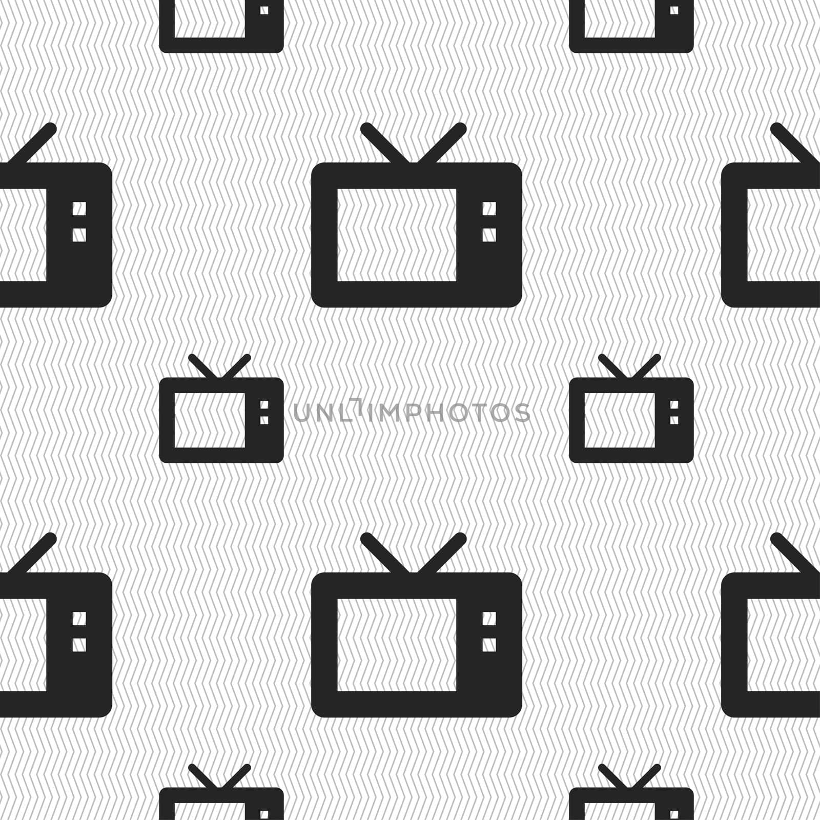 Retro TV mode icon sign. Seamless pattern with geometric texture. illustration