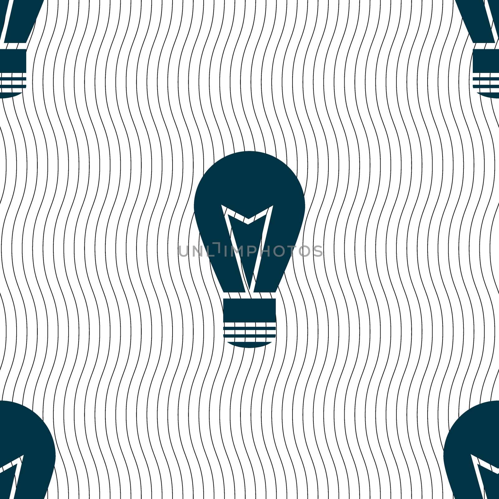 Light lamp sign icon. Idea symbol. Lightis on. Seamless pattern with geometric texture. illustration