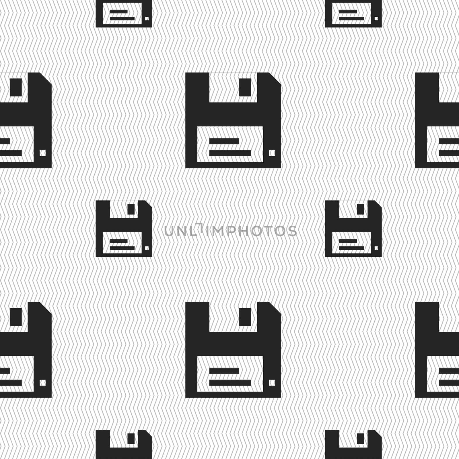 floppy icon sign. Seamless pattern with geometric texture. illustration