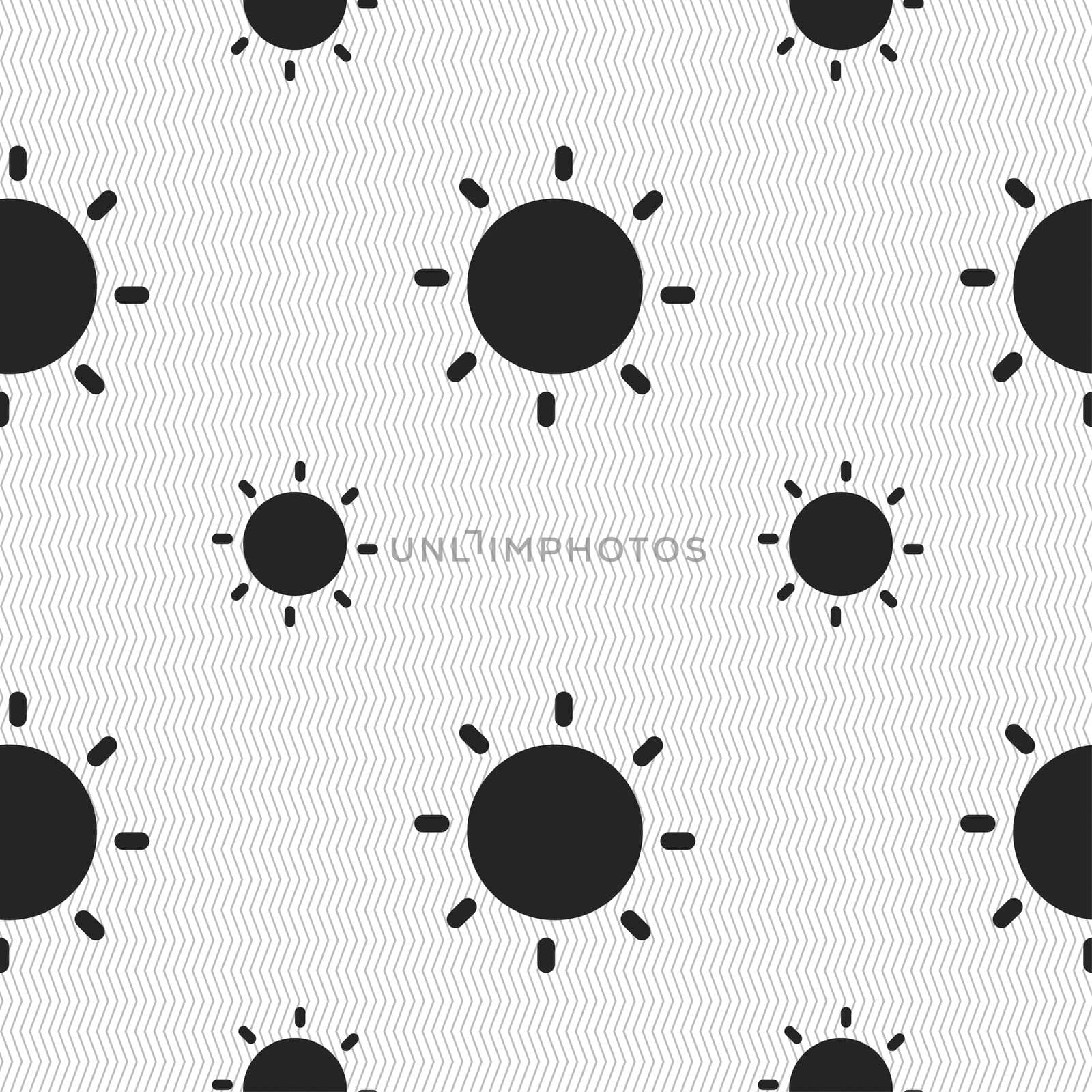 Sun icon sign. Seamless pattern with geometric texture. illustration