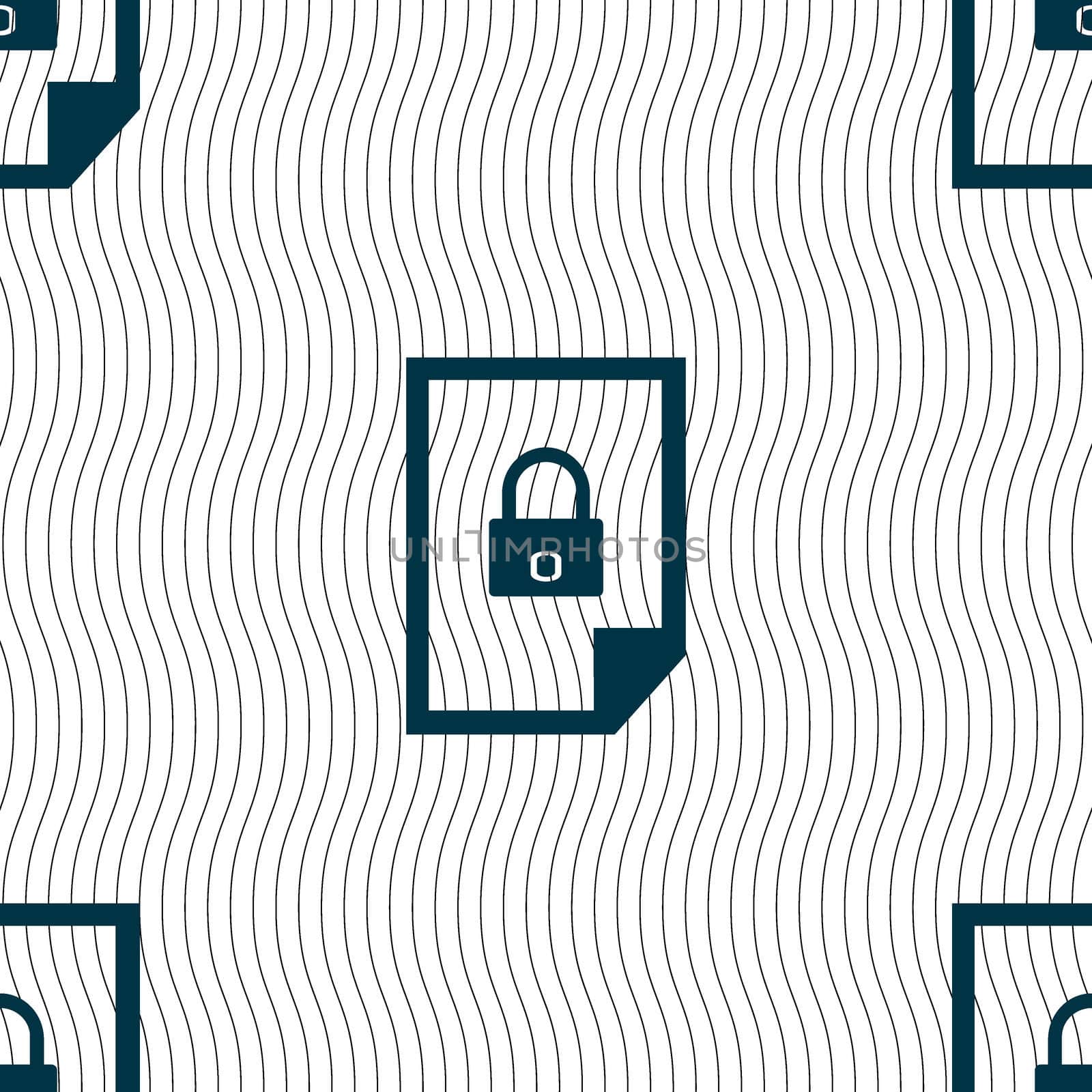 File locked icon sign. Seamless pattern with geometric texture. illustration