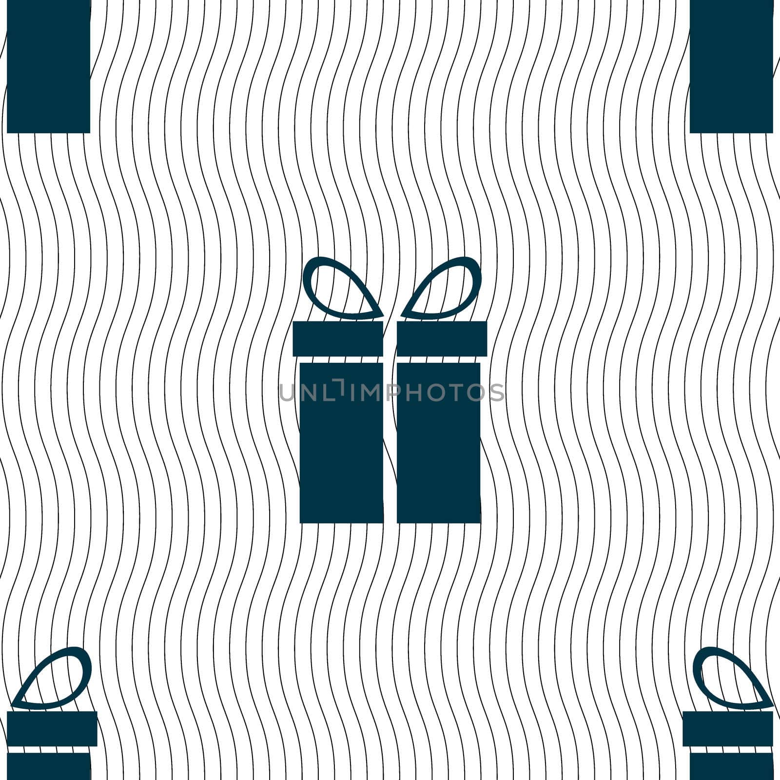 Gift box sign icon. Present symbol. Seamless pattern with geometric texture. illustration