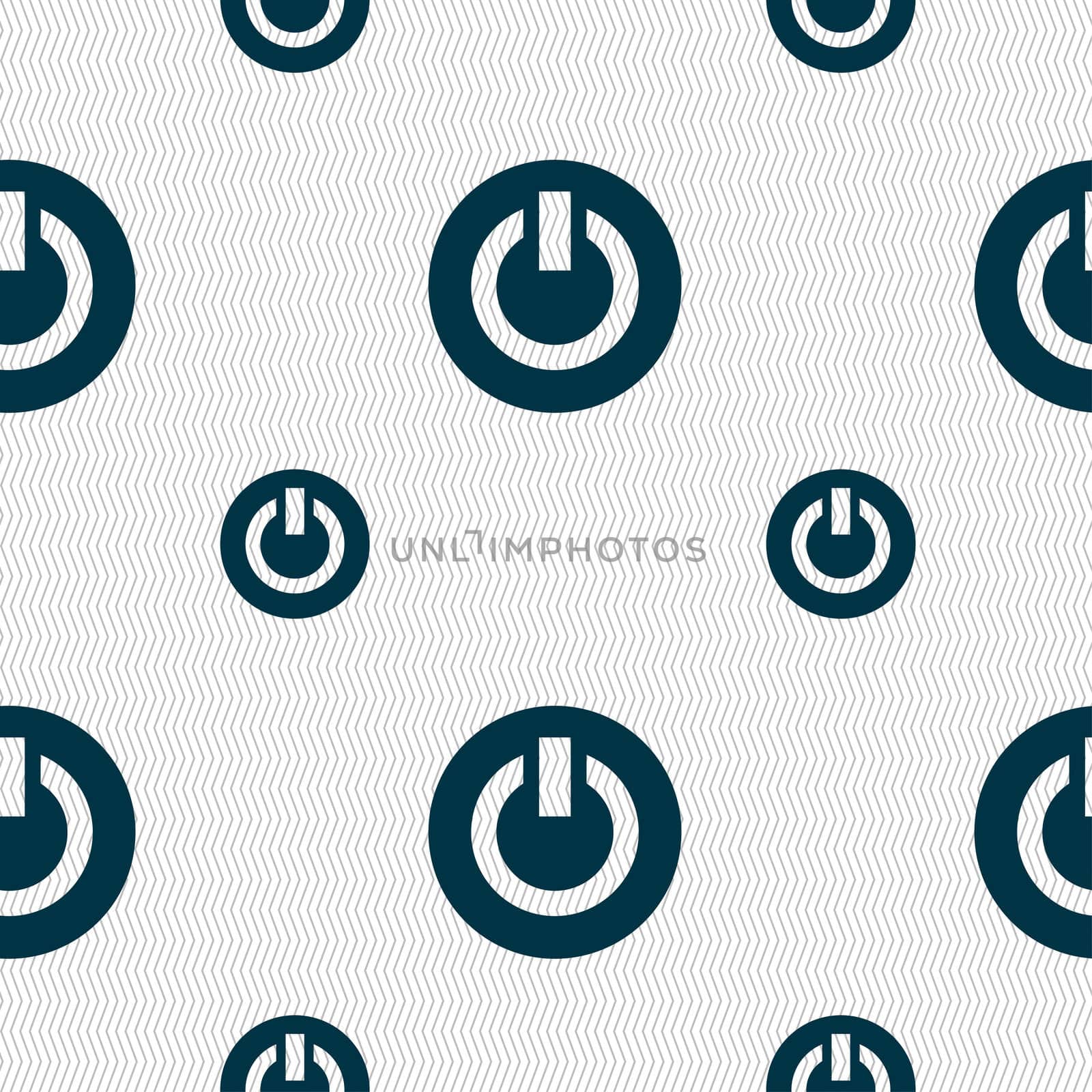 Power, Switch on, Turn on icon sign. Seamless pattern with geometric texture. illustration