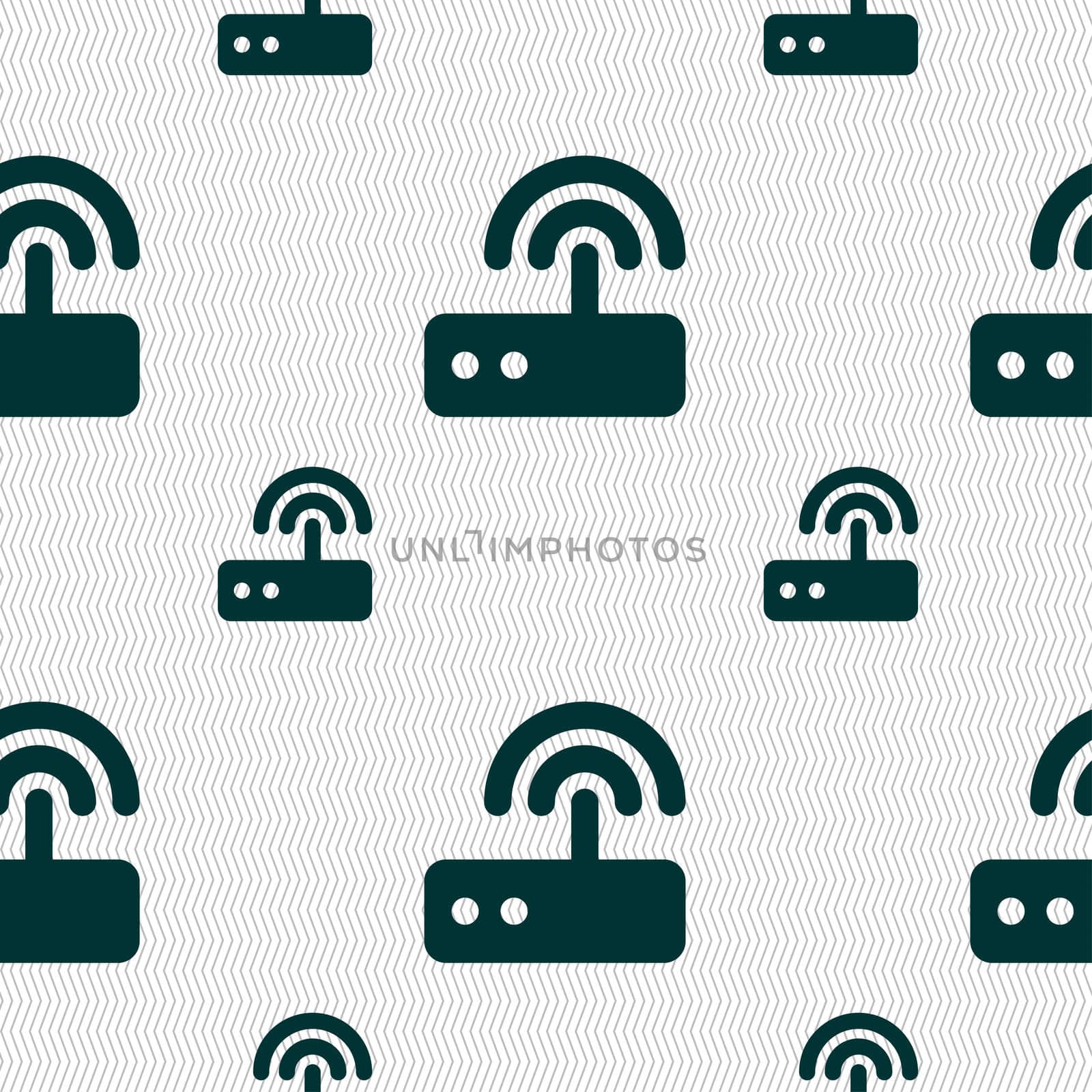 Wi fi router icon sign. Seamless pattern with geometric texture. illustration