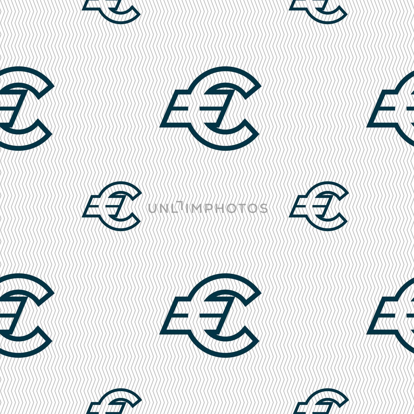 Euro EUR icon sign. Seamless pattern with geometric texture. illustration