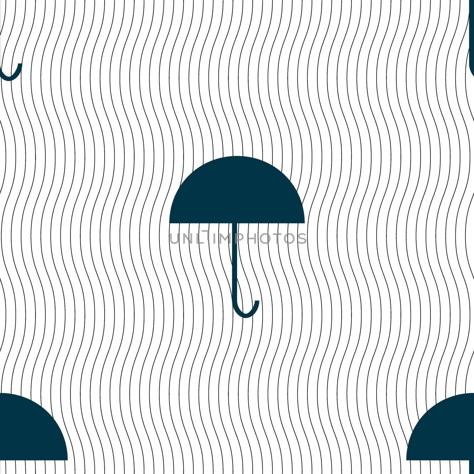 Umbrella sign icon. Rain protection symbol. Seamless pattern with geometric texture. illustration