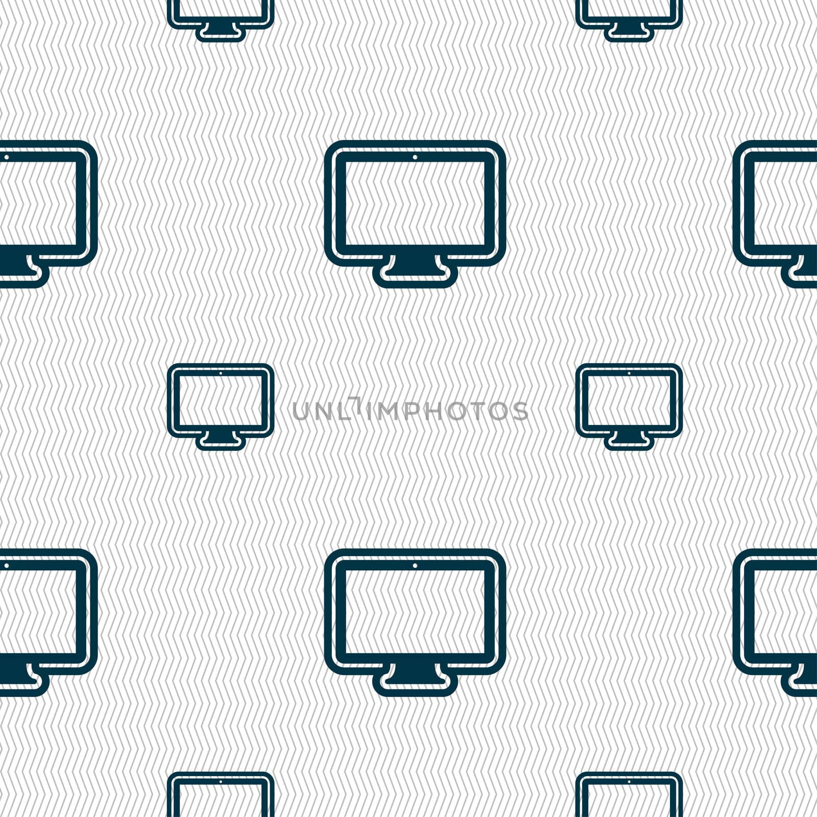 monitor icon sign. Seamless pattern with geometric texture. illustration