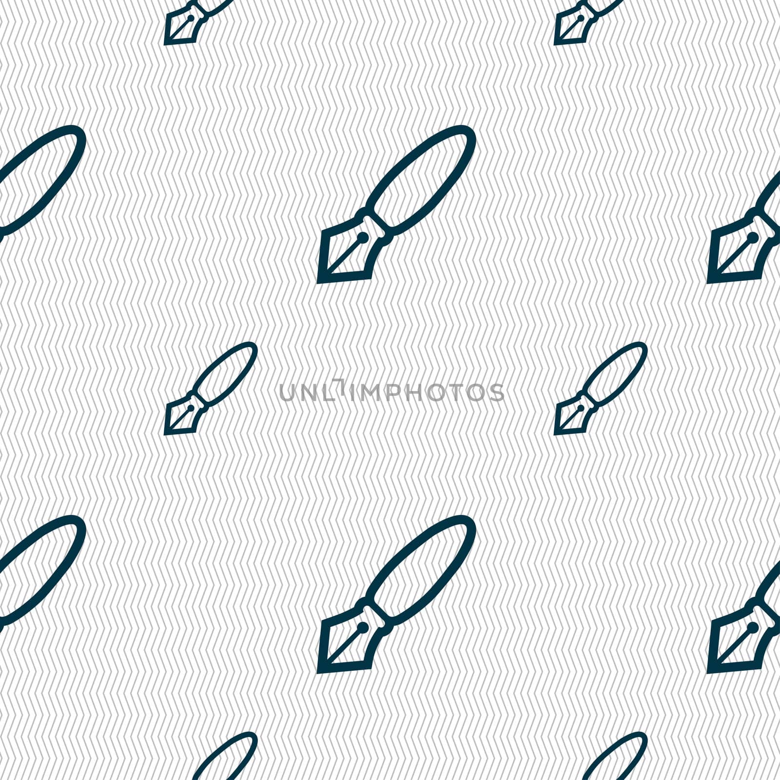 Pen icon sign. Seamless pattern with geometric texture. illustration