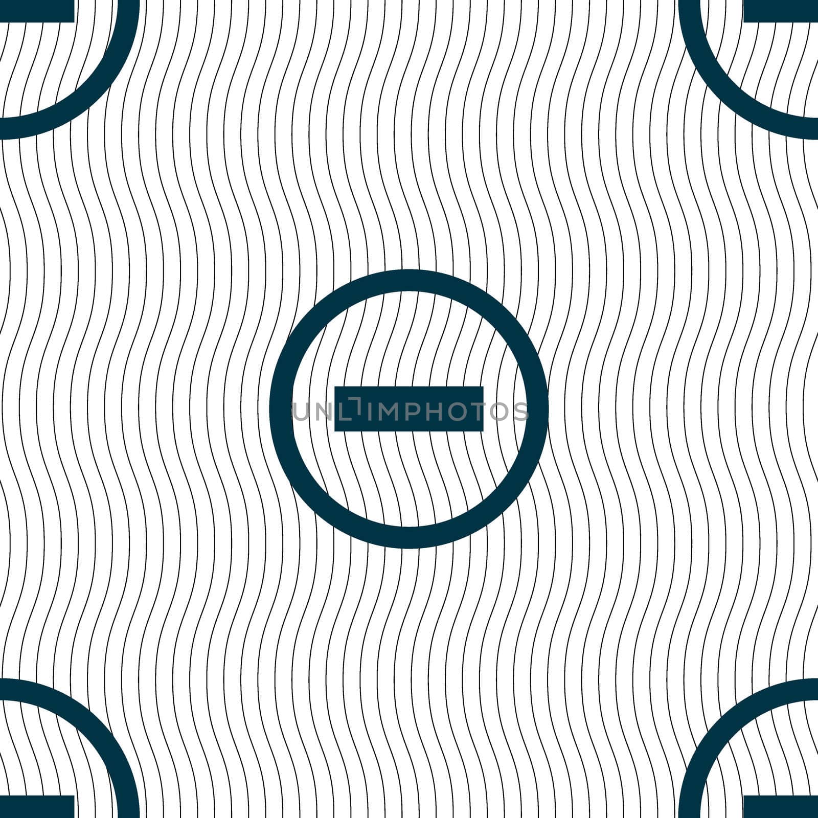 Minus sign icon. Negative symbol. Zoom out. Seamless pattern with geometric texture. illustration