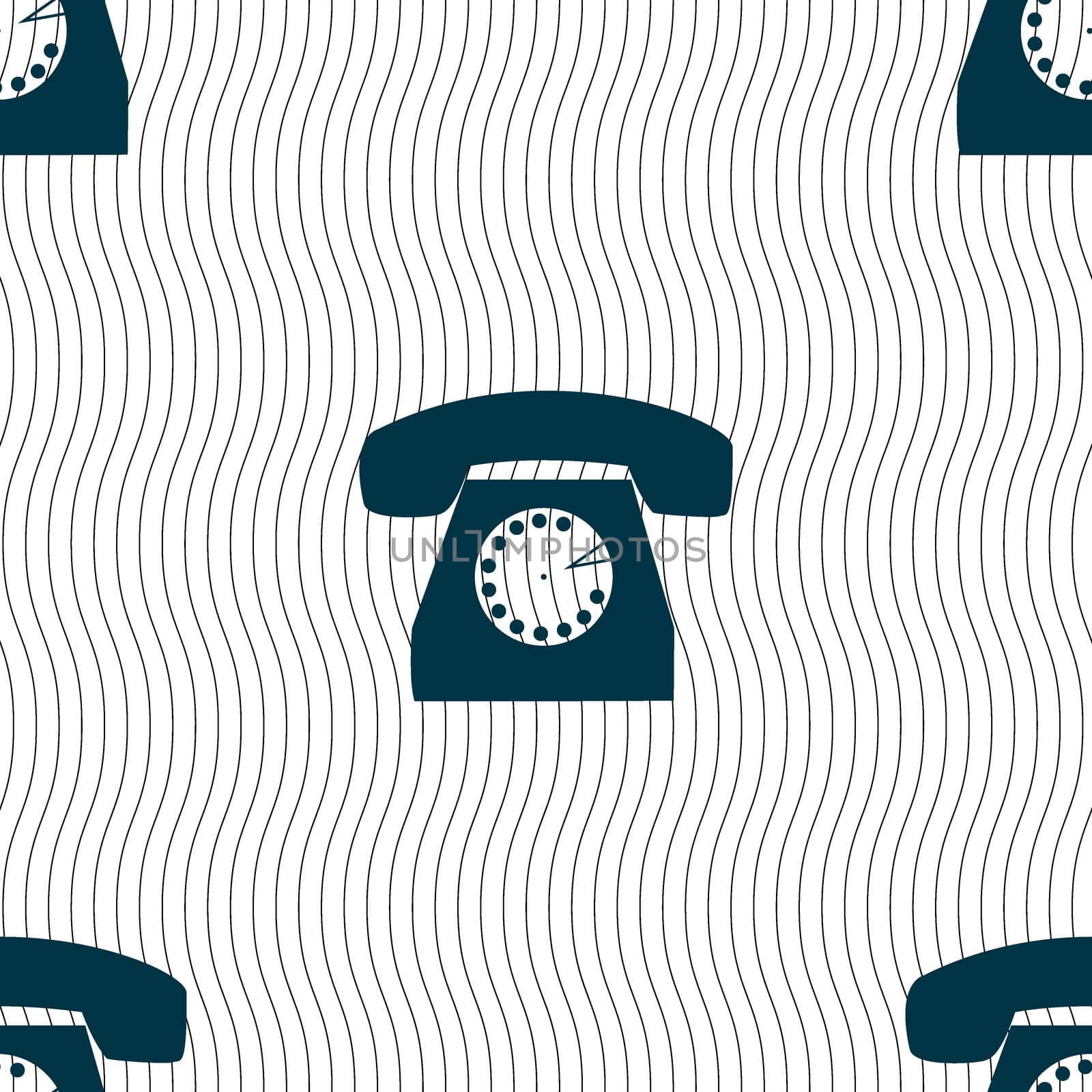 Retro telephone icon symbol. Seamless pattern with geometric texture. illustration