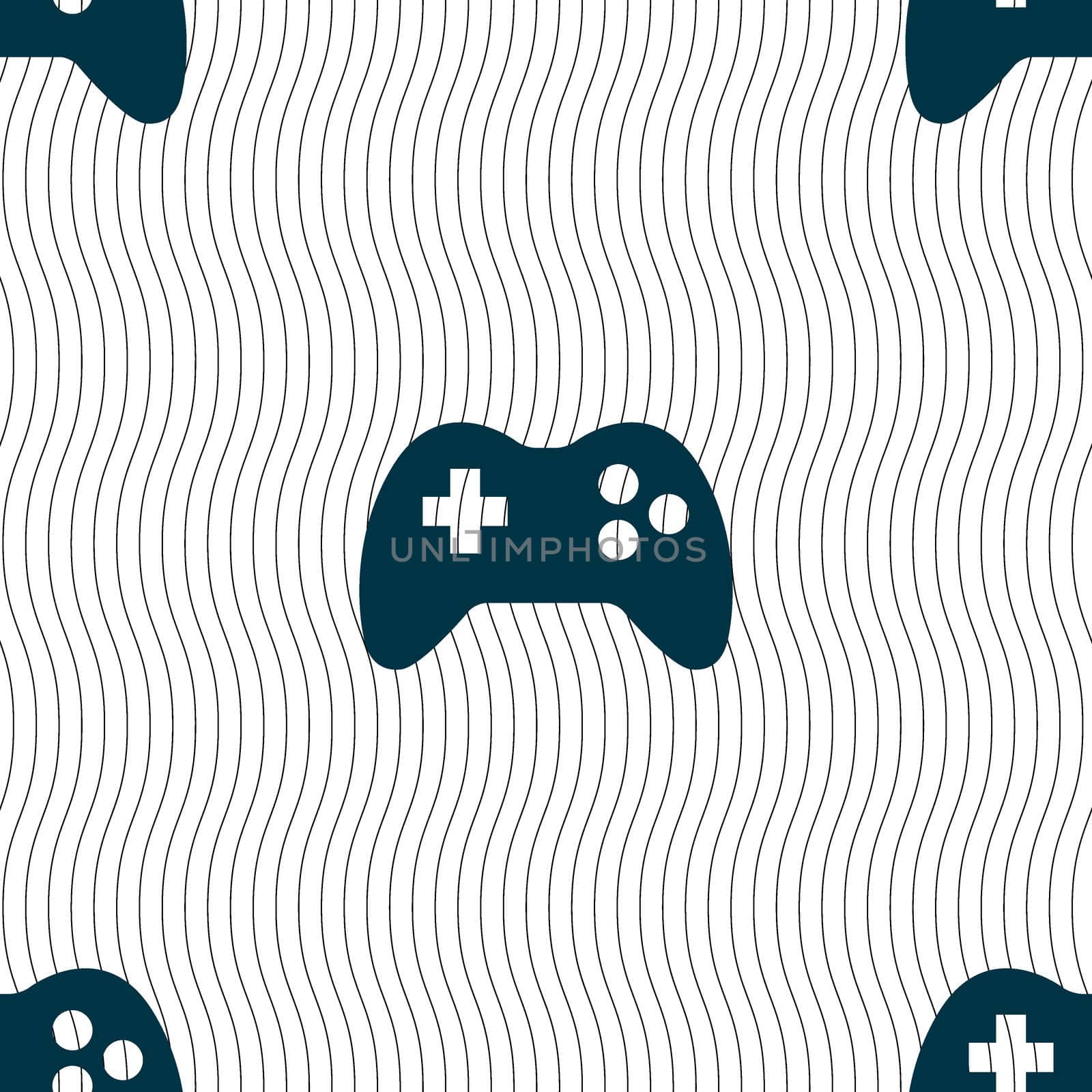 Joystick sign icon. Video game symbol. Seamless pattern with geometric texture. illustration