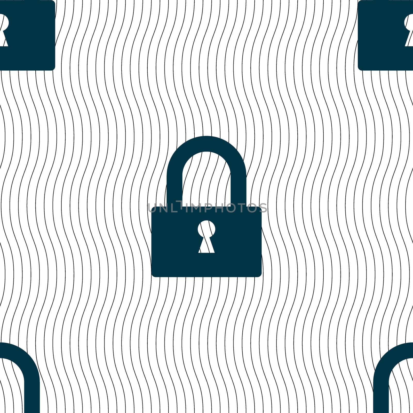 Lock sign icon. Locker symbol. Seamless pattern with geometric texture. illustration