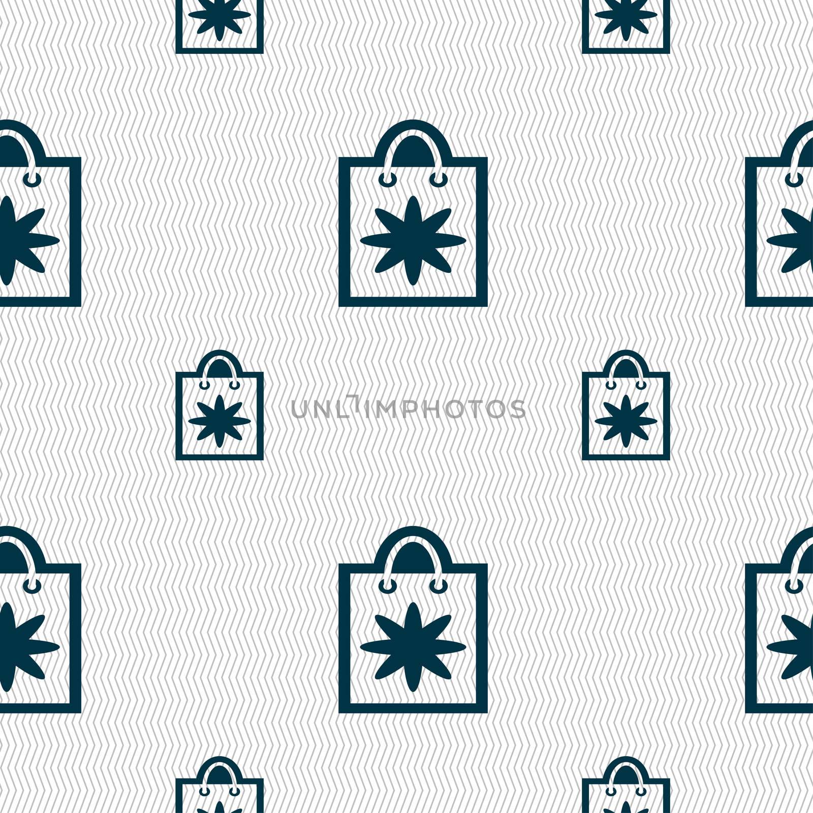 shopping bag icon sign. Seamless pattern with geometric texture.  by serhii_lohvyniuk