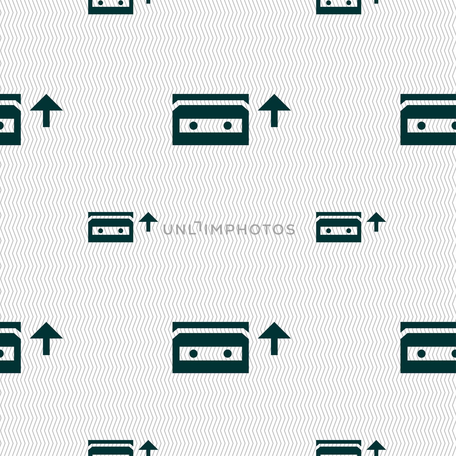 audio cassette icon sign. Seamless pattern with geometric texture. illustration