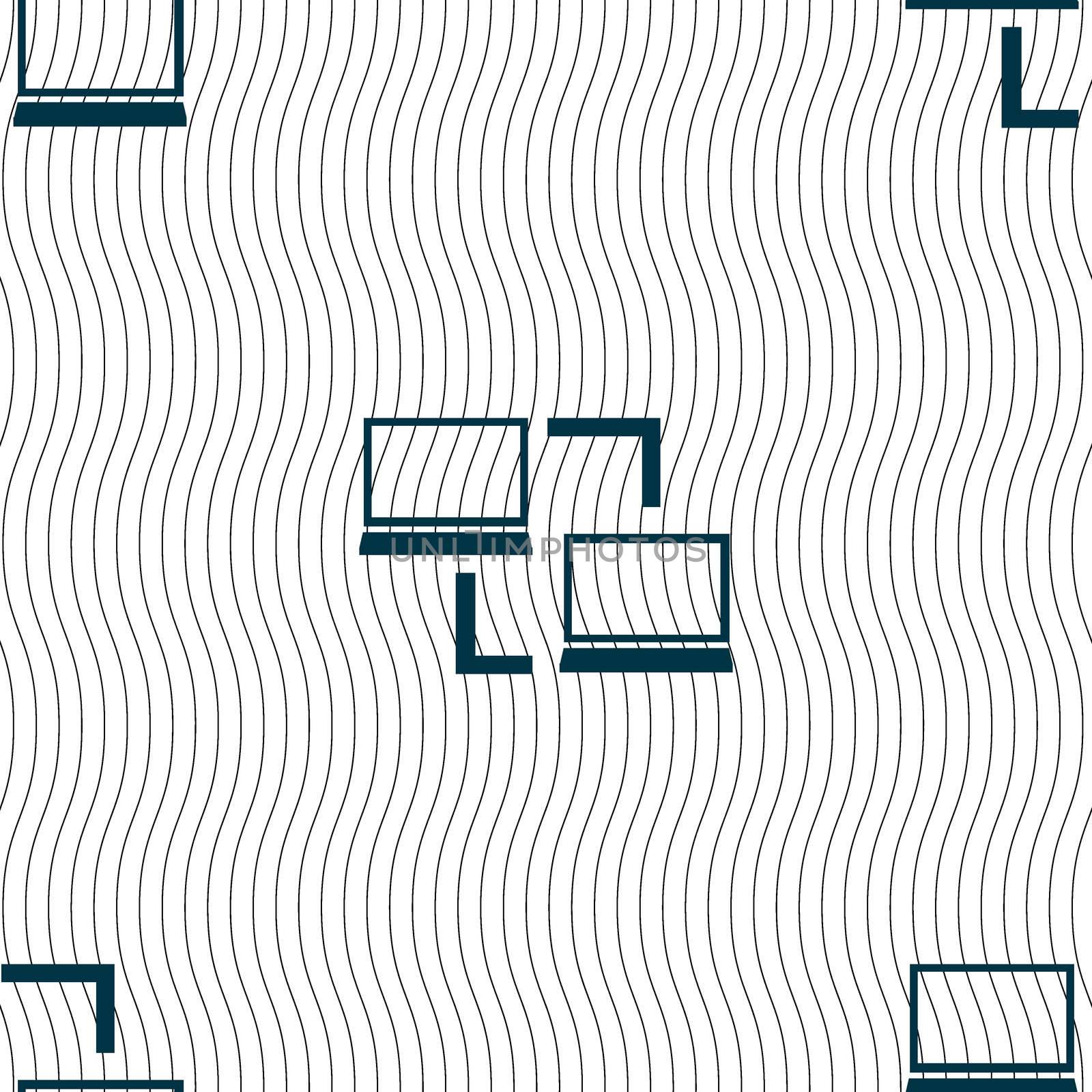 Synchronization sign icon. Notebooks sync symbol. Data exchange. Seamless pattern with geometric texture. illustration