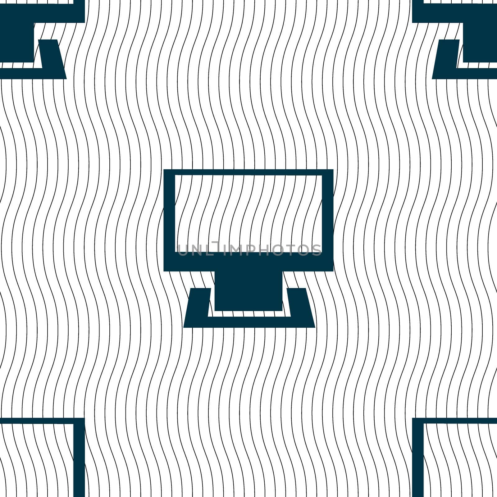 Computer widescreen monitor sign icon. Seamless pattern with geometric texture. illustration