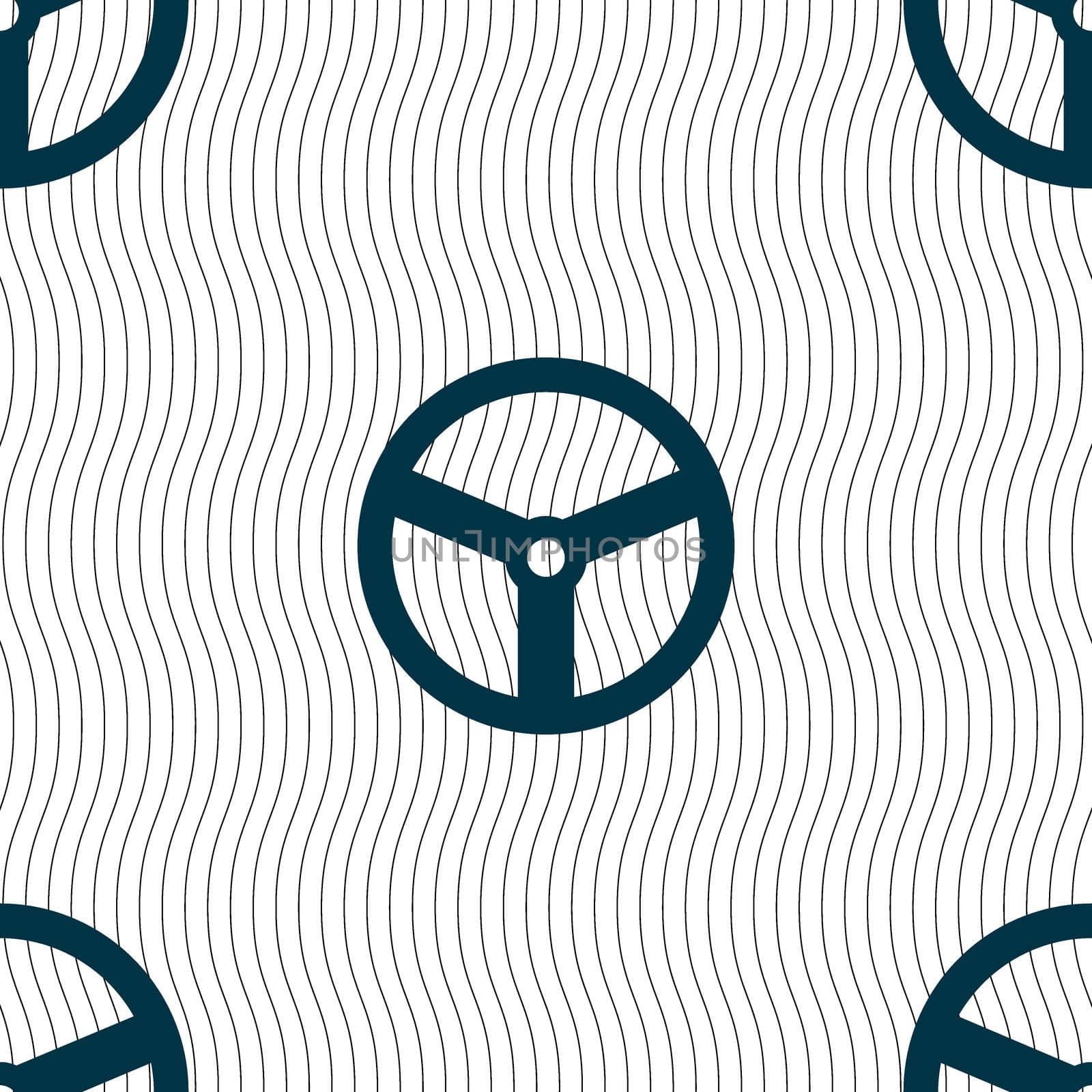 Steering wheel icon sign. Seamless pattern with geometric texture.  by serhii_lohvyniuk