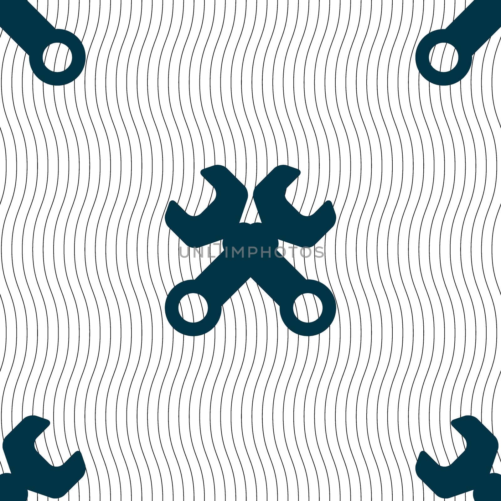 Wrench key sign icon. Service tool symbol. Seamless pattern with geometric texture. illustration