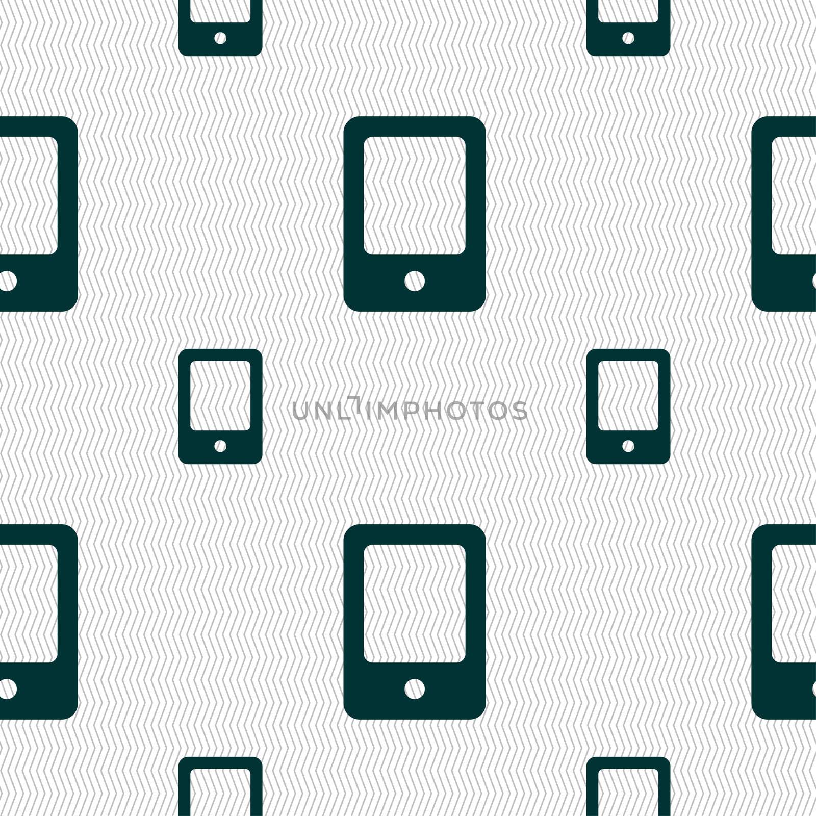 Tablet icon sign. Seamless pattern with geometric texture. illustration