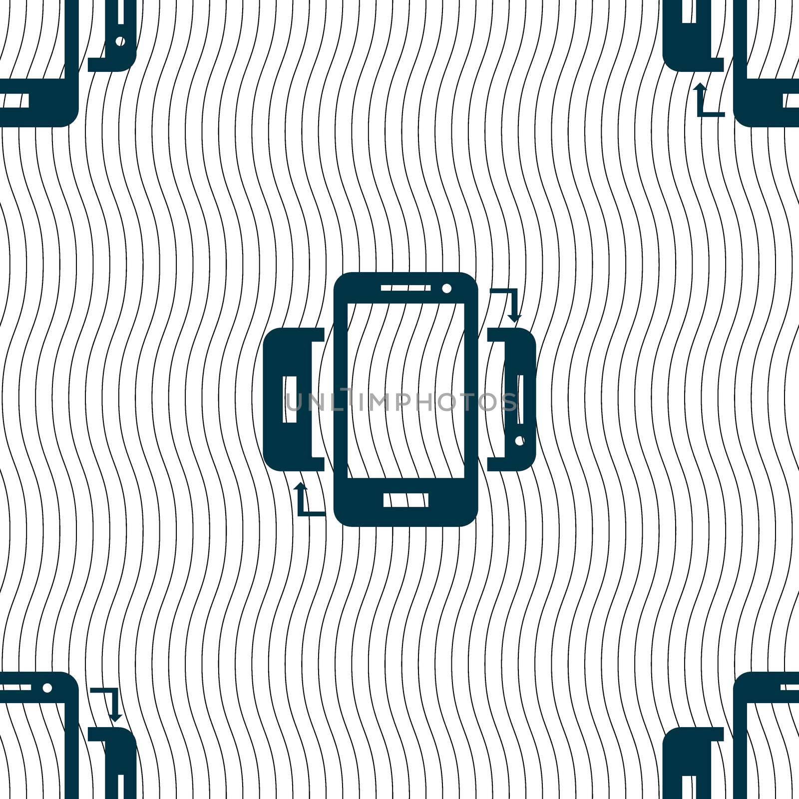 Synchronization sign icon. smartphones sync symbol. Data exchange. Seamless pattern with geometric texture. illustration