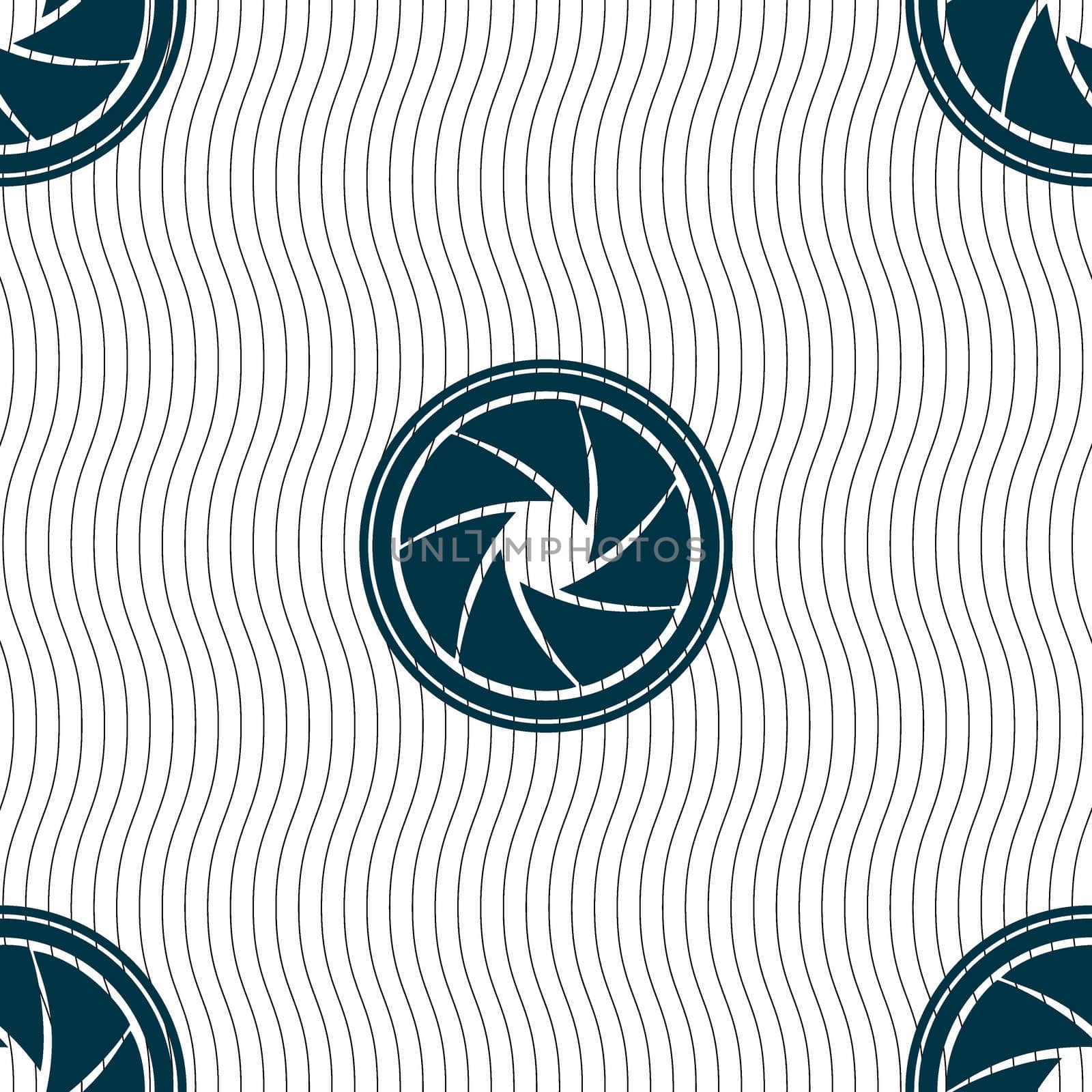 diaphragm icon. Aperture sign. Seamless pattern with geometric texture.  by serhii_lohvyniuk