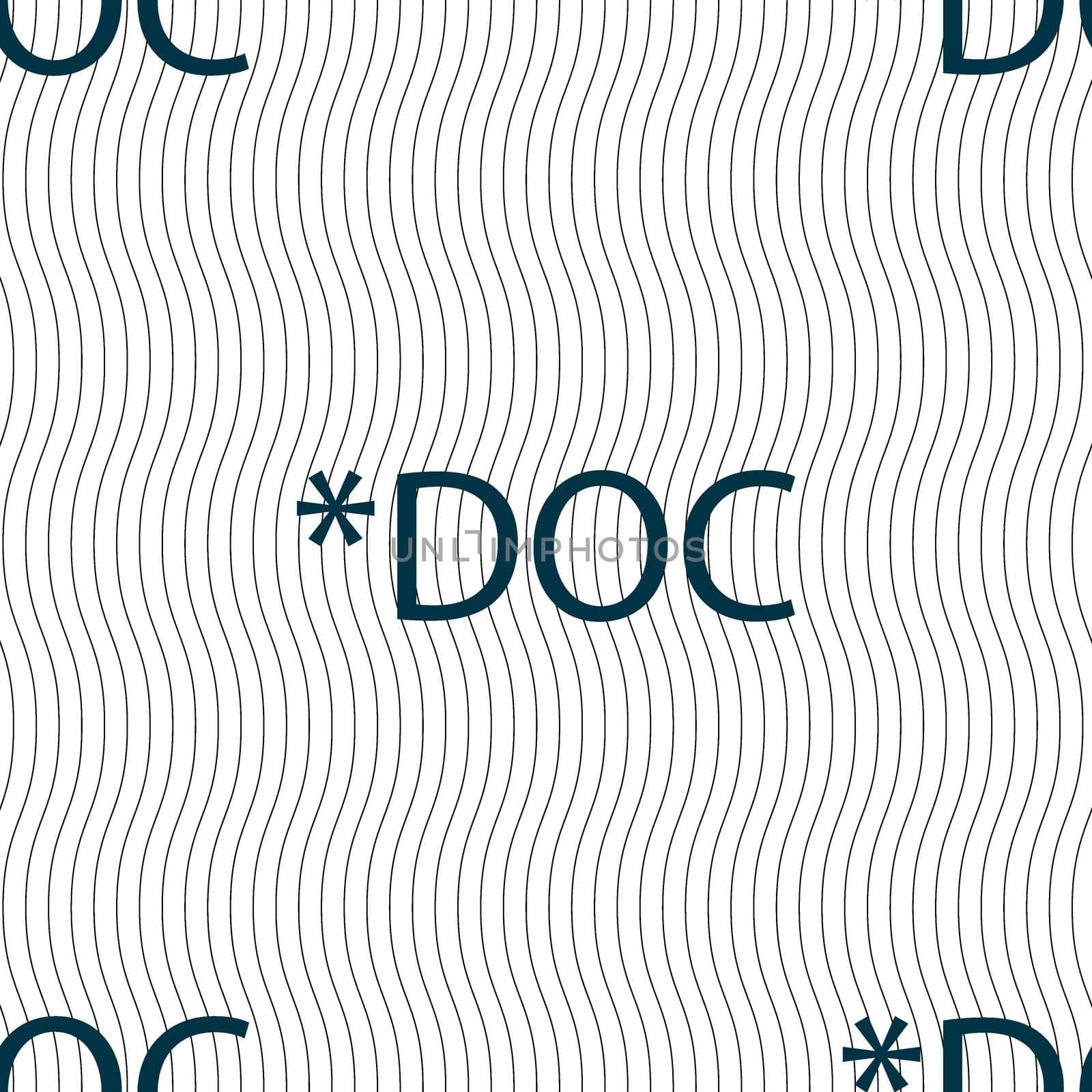 File document icon. Download doc button. Doc file extension symbol. Seamless pattern with geometric texture. illustration