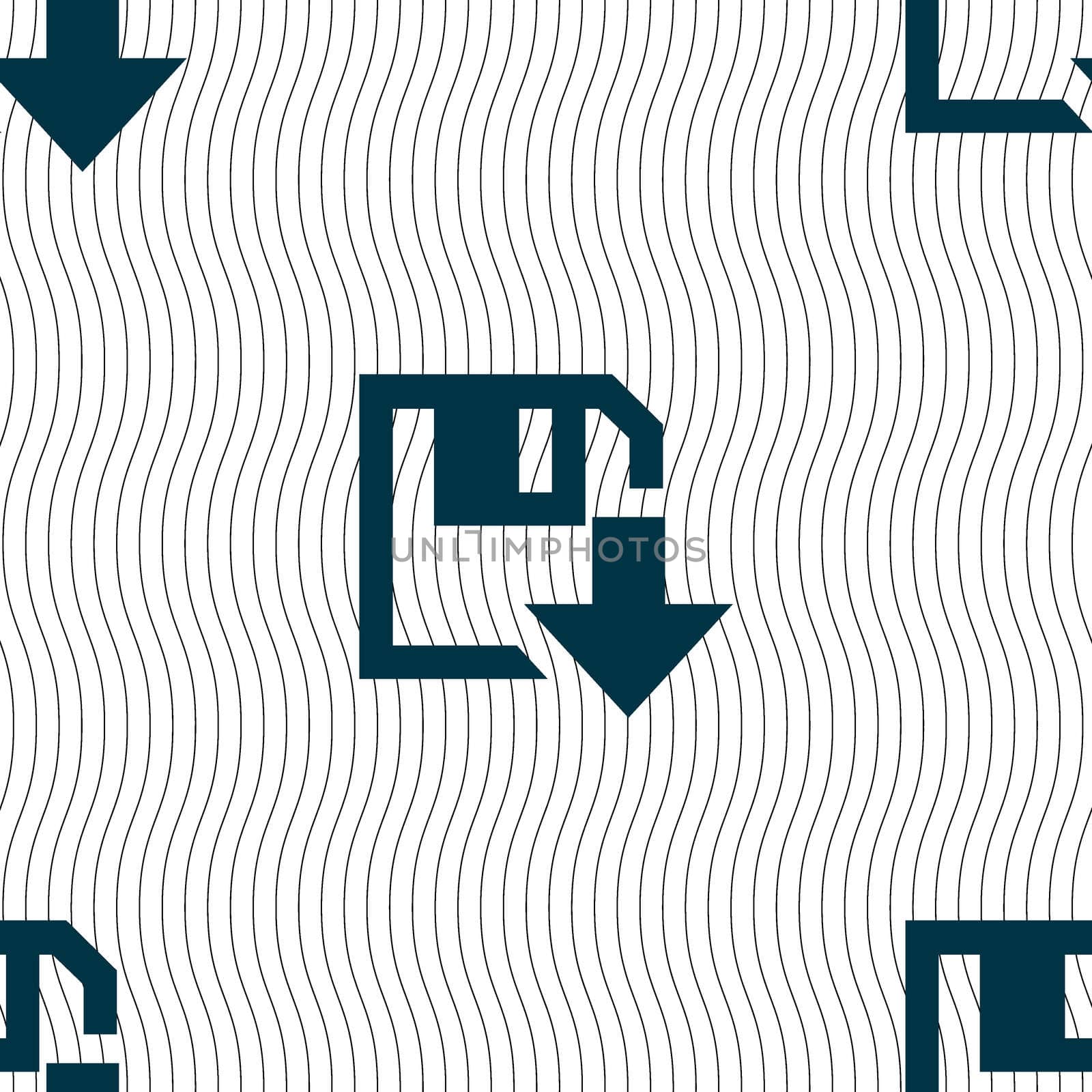 floppy icon. Flat modern design. Seamless pattern with geometric texture. illustration