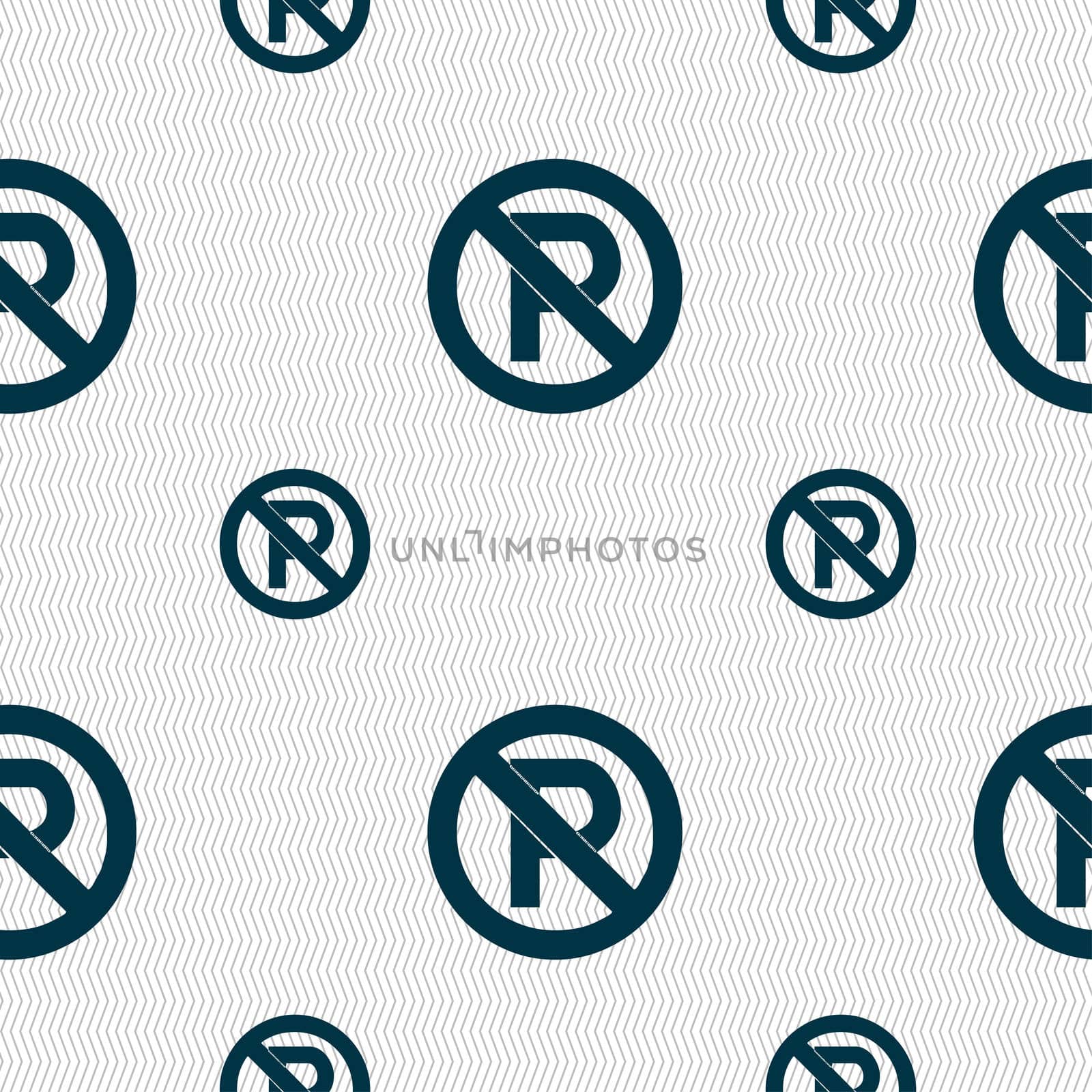 No parking icon sign. Seamless pattern with geometric texture.  by serhii_lohvyniuk