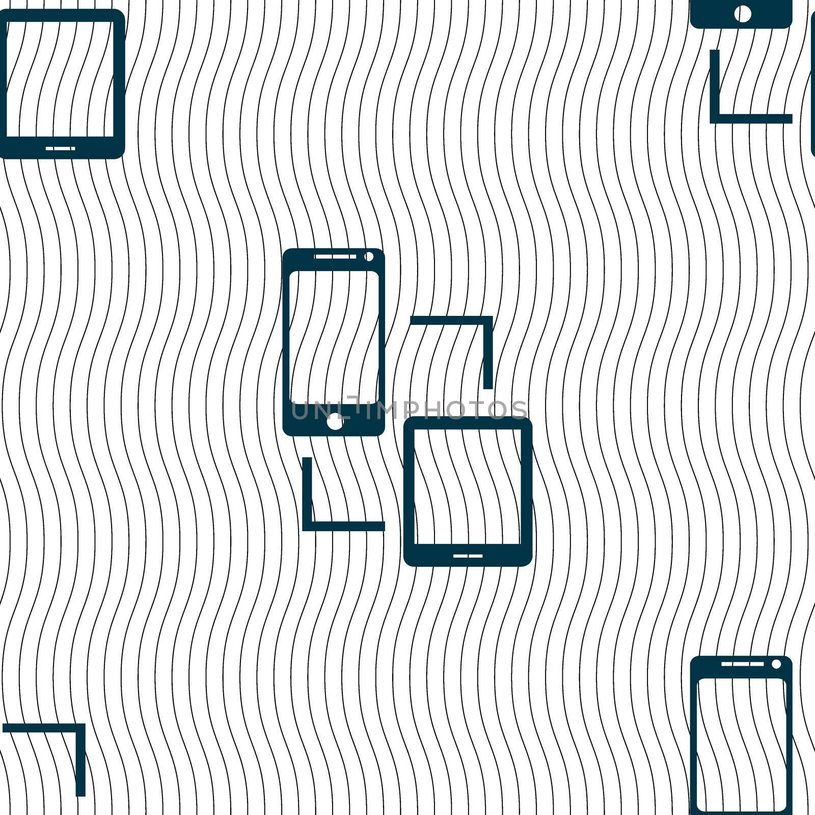 Synchronization sign icon. communicators sync symbol. Data exchange. Seamless pattern with geometric texture. illustration