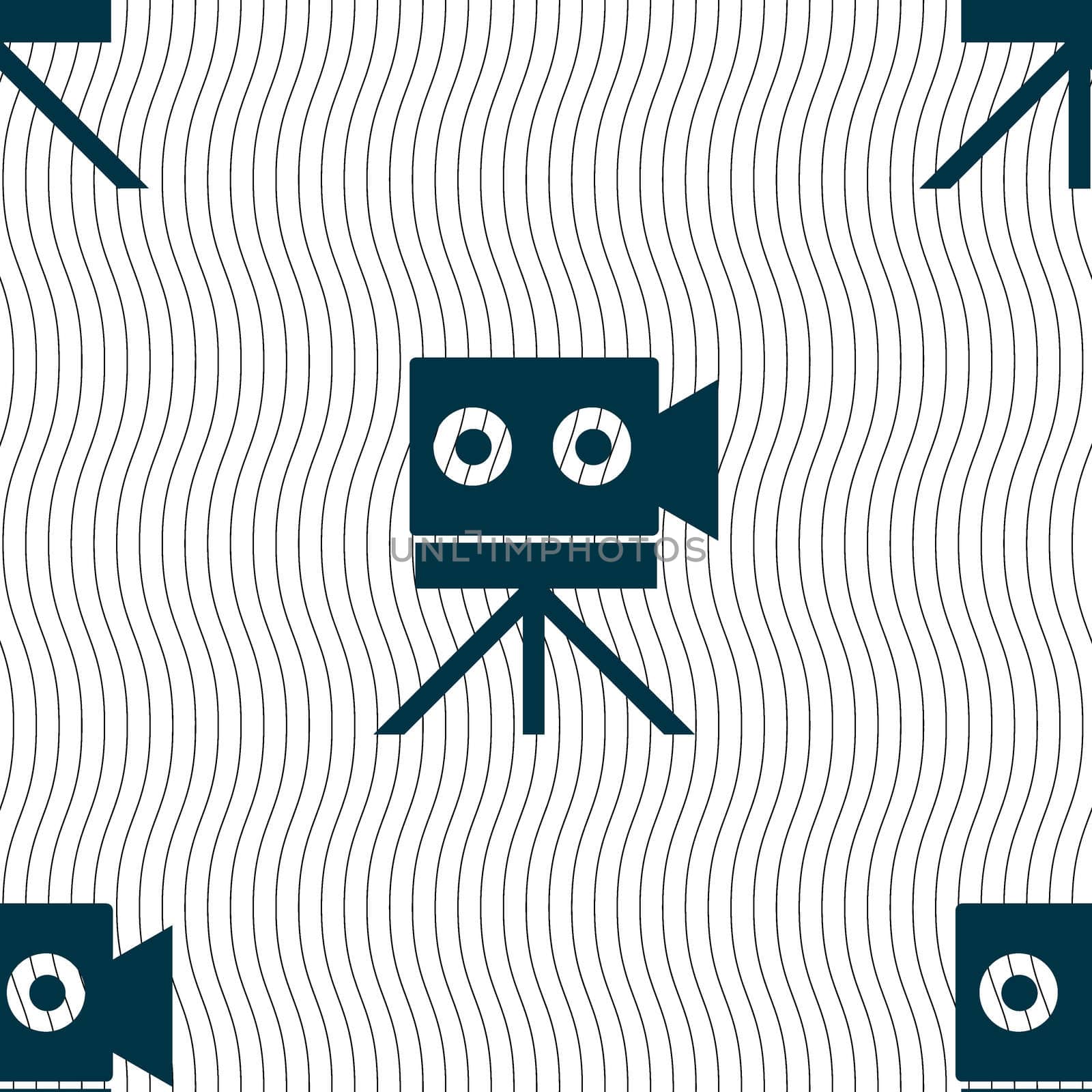 Video camera sign icon.content button. Seamless pattern with geometric texture.  by serhii_lohvyniuk