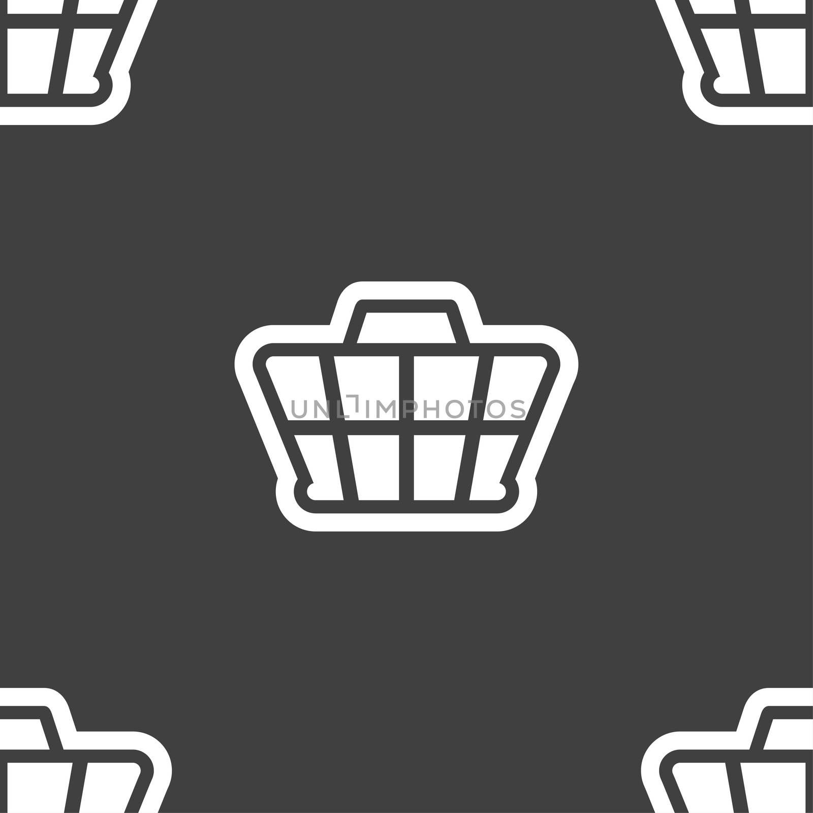 Shopping Cart icon sign. Seamless pattern on a gray background. illustration