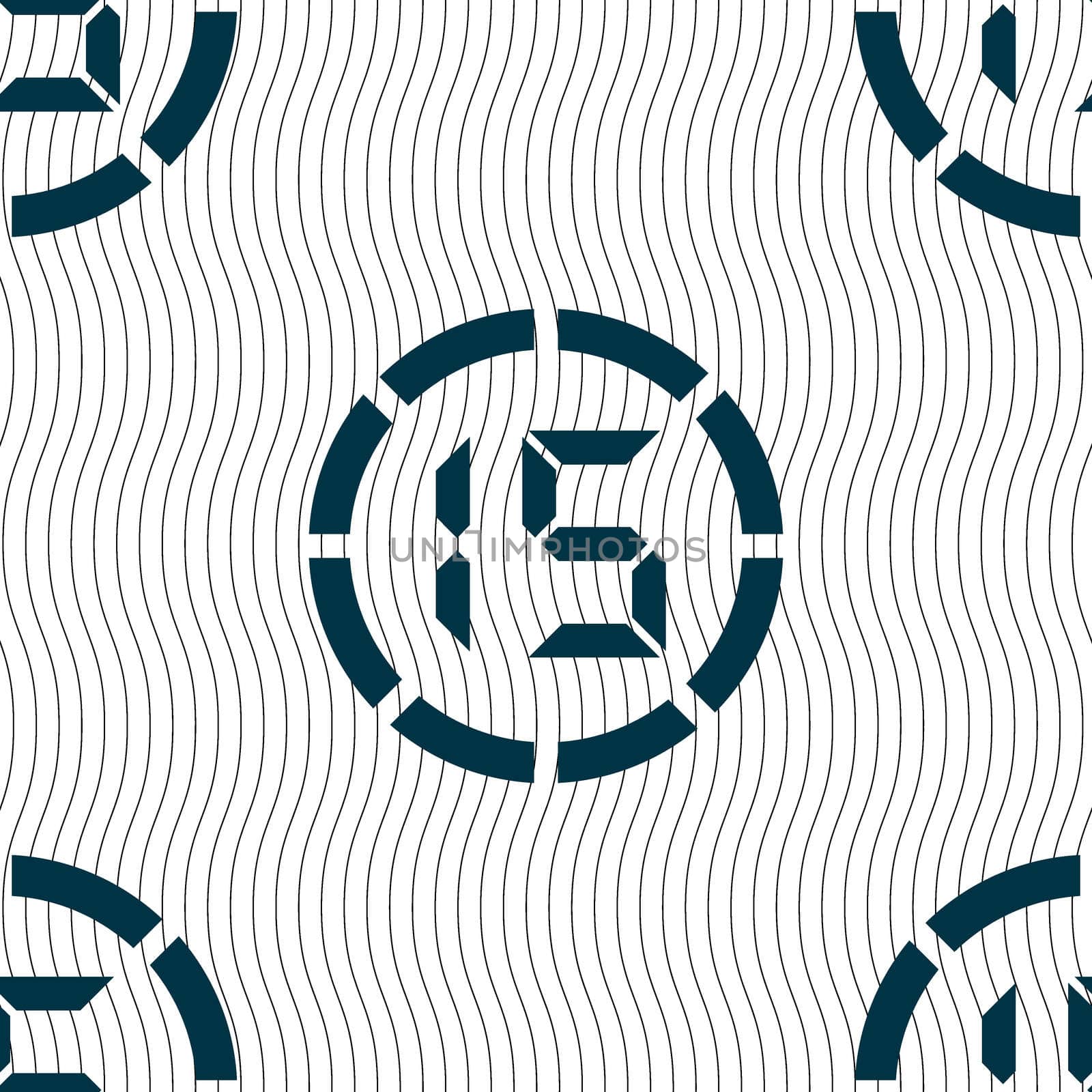 15 second stopwatch icon sign. Seamless pattern with geometric texture.  by serhii_lohvyniuk