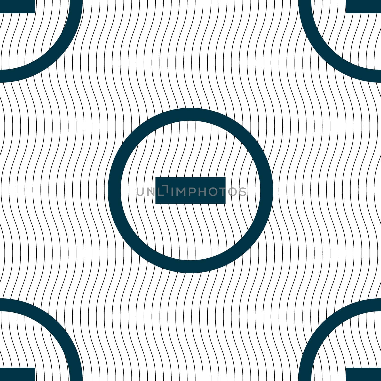 Minus sign icon. Negative symbol. Zoom out. Seamless pattern with geometric texture. illustration