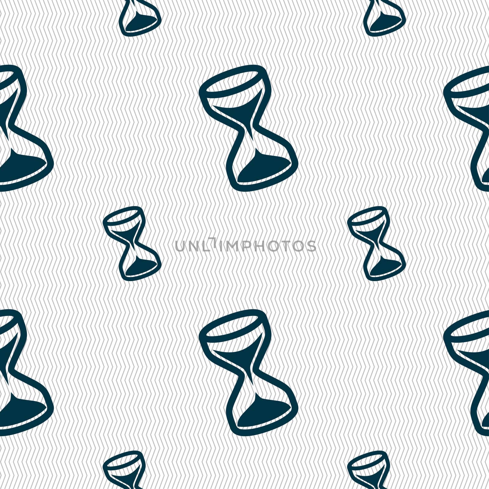 hourglass icon sign. Seamless pattern with geometric texture. illustration