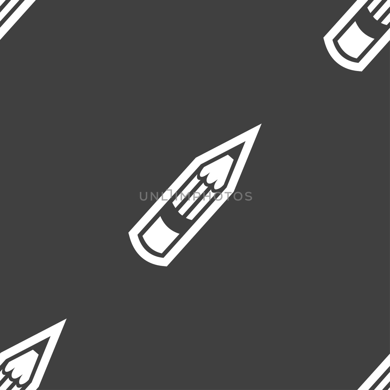 Pencil icon sign. Seamless pattern on a gray background. illustration