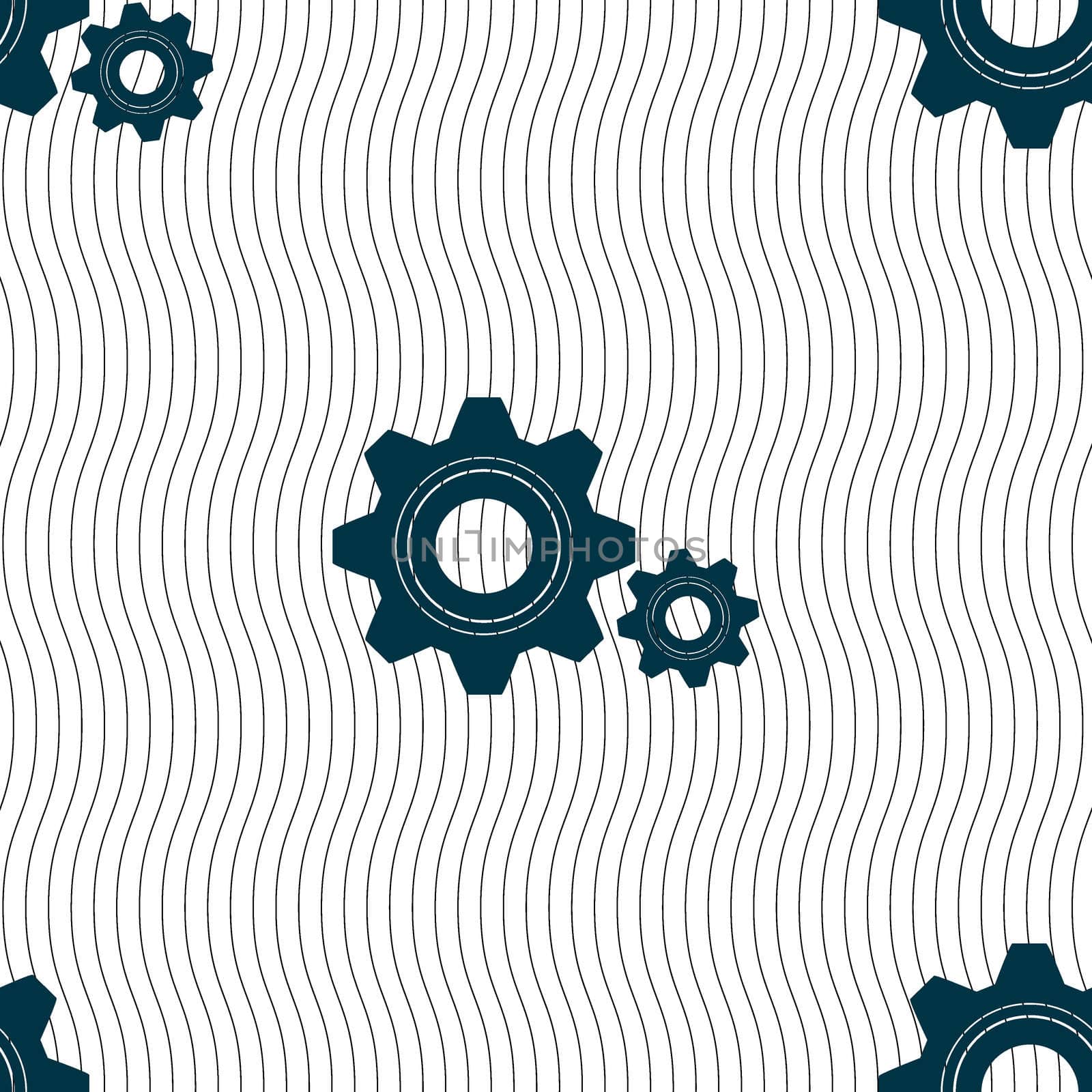 Cog settings sign icon. Cogwheel gear mechanism symbol. Seamless pattern with geometric texture. illustration