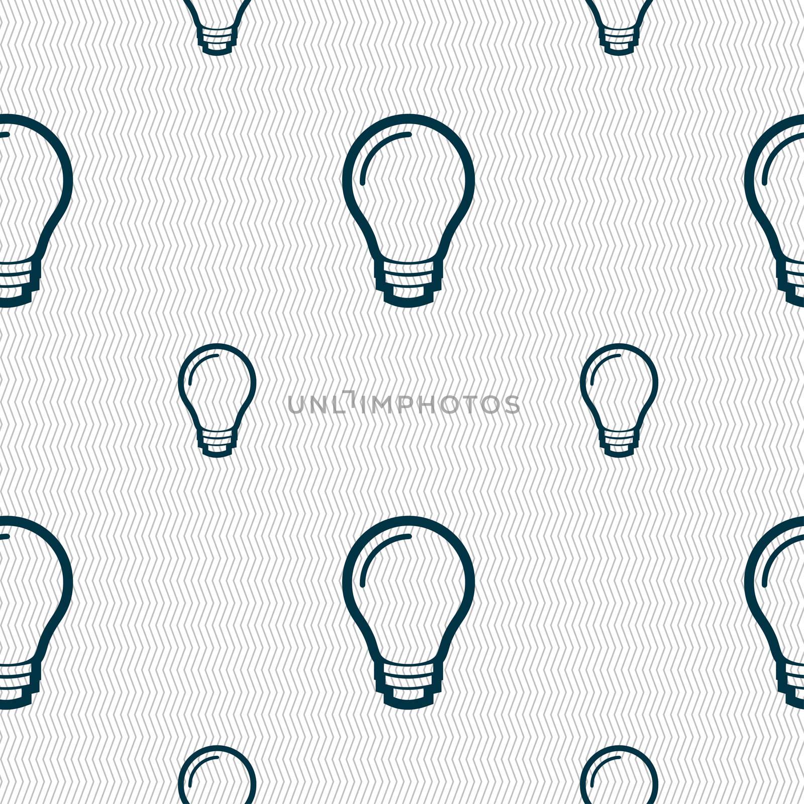Light bulb icon sign. Seamless pattern with geometric texture. illustration