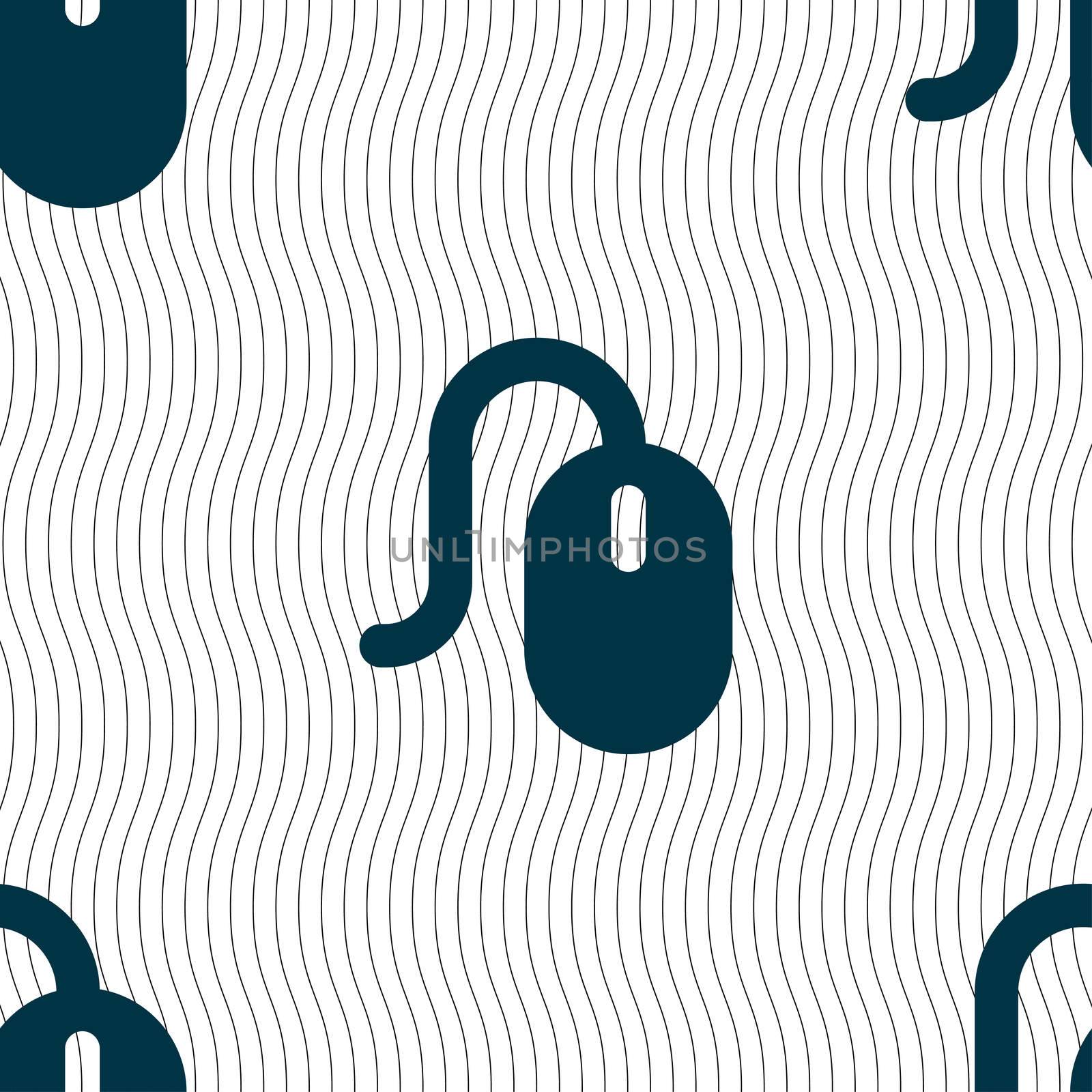 Computer mouse icon sign. Seamless pattern with geometric texture. illustration