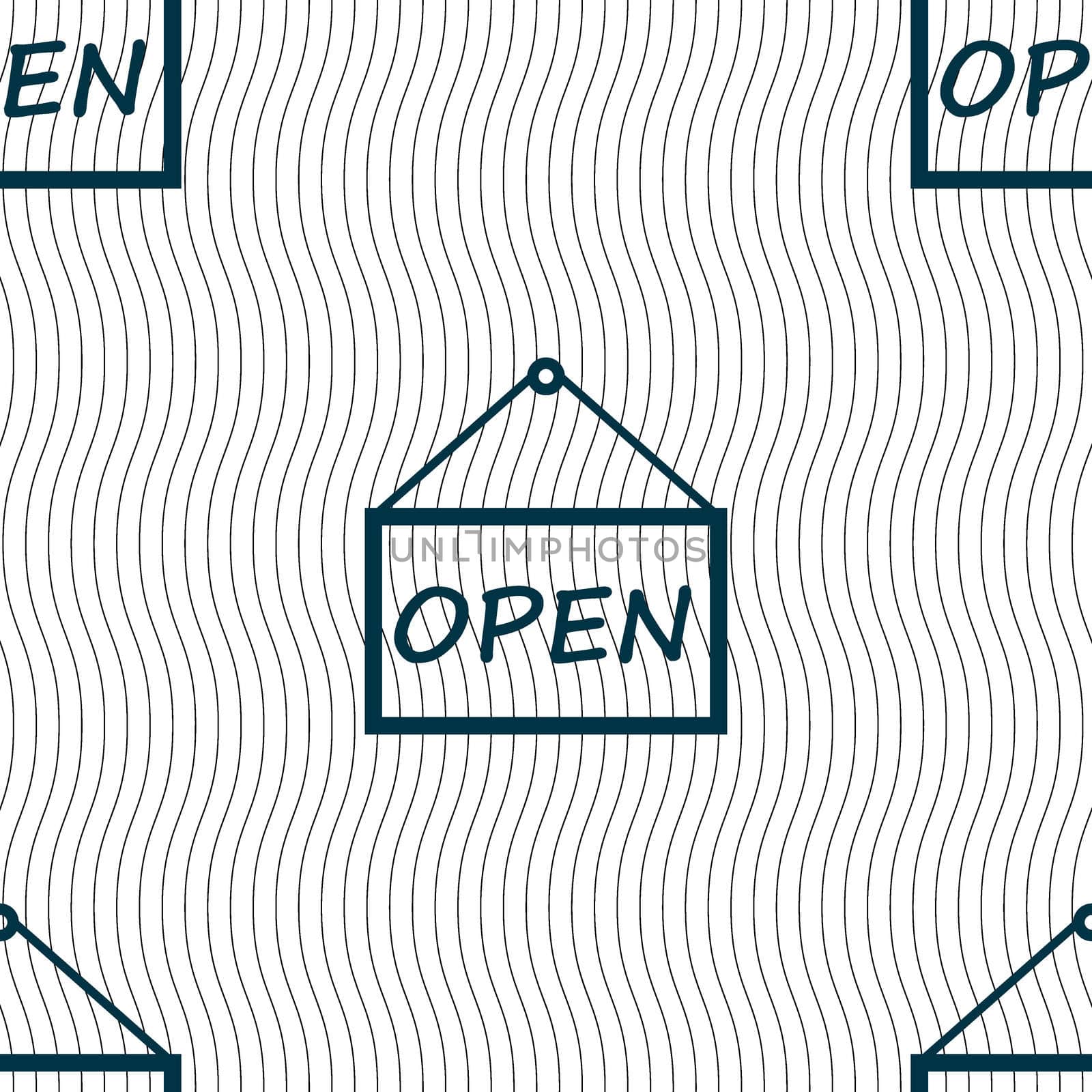 open icon sign. Seamless pattern with geometric texture. illustration