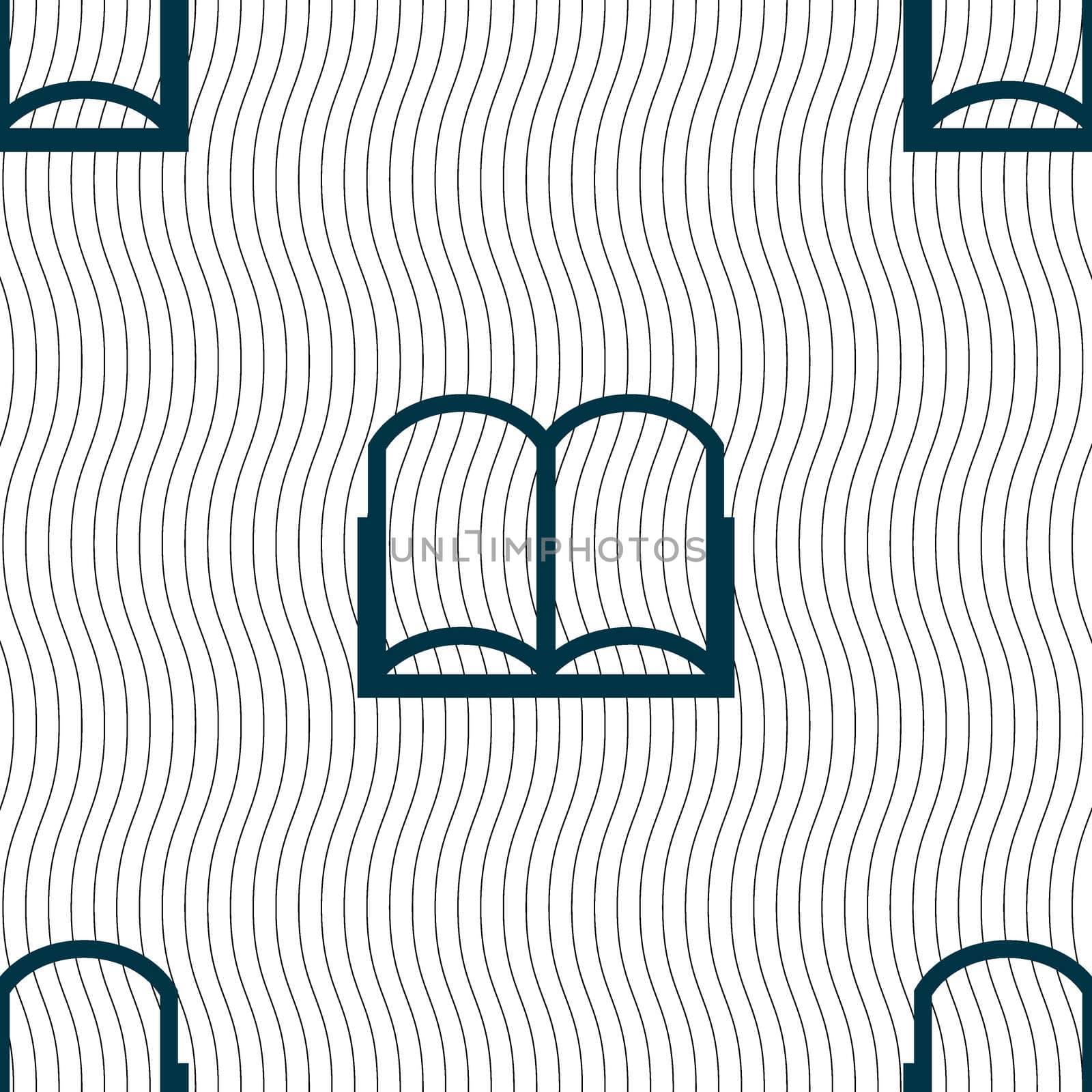 Book sign icon. Open book symbol. Seamless pattern with geometric texture. illustration