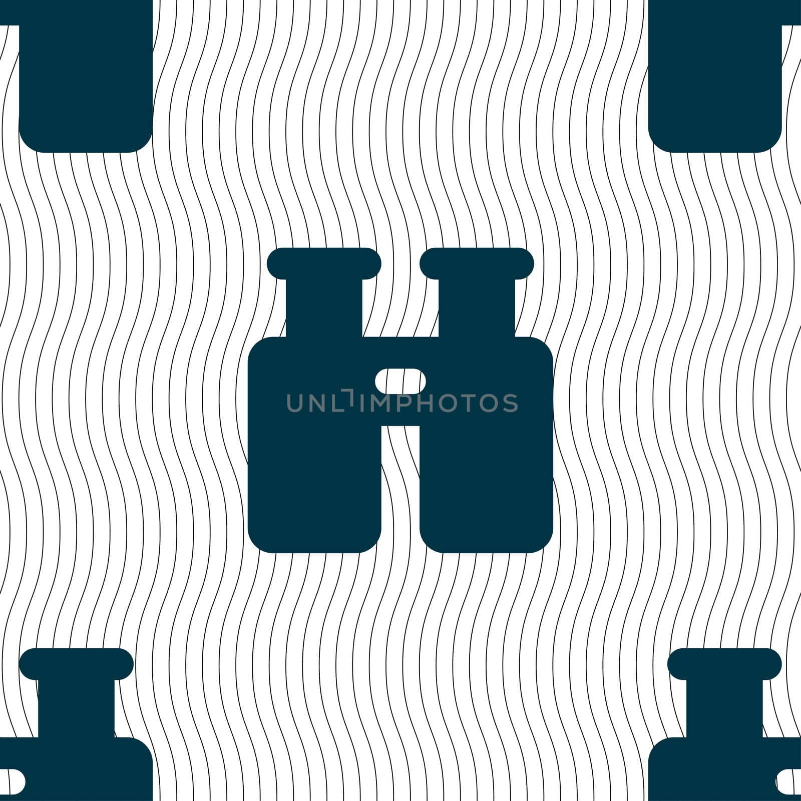 Binocular, Search, Find information icon sign. Seamless pattern with geometric texture. illustration