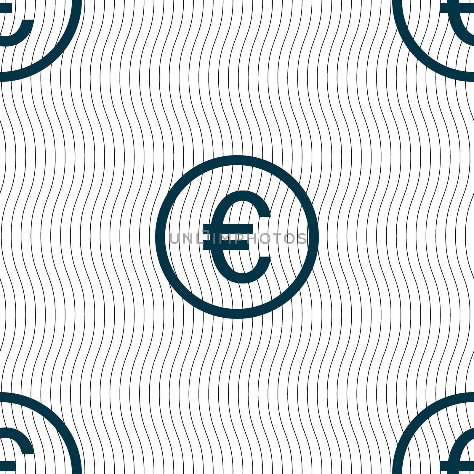 Euro icon sign. Seamless pattern with geometric texture. illustration