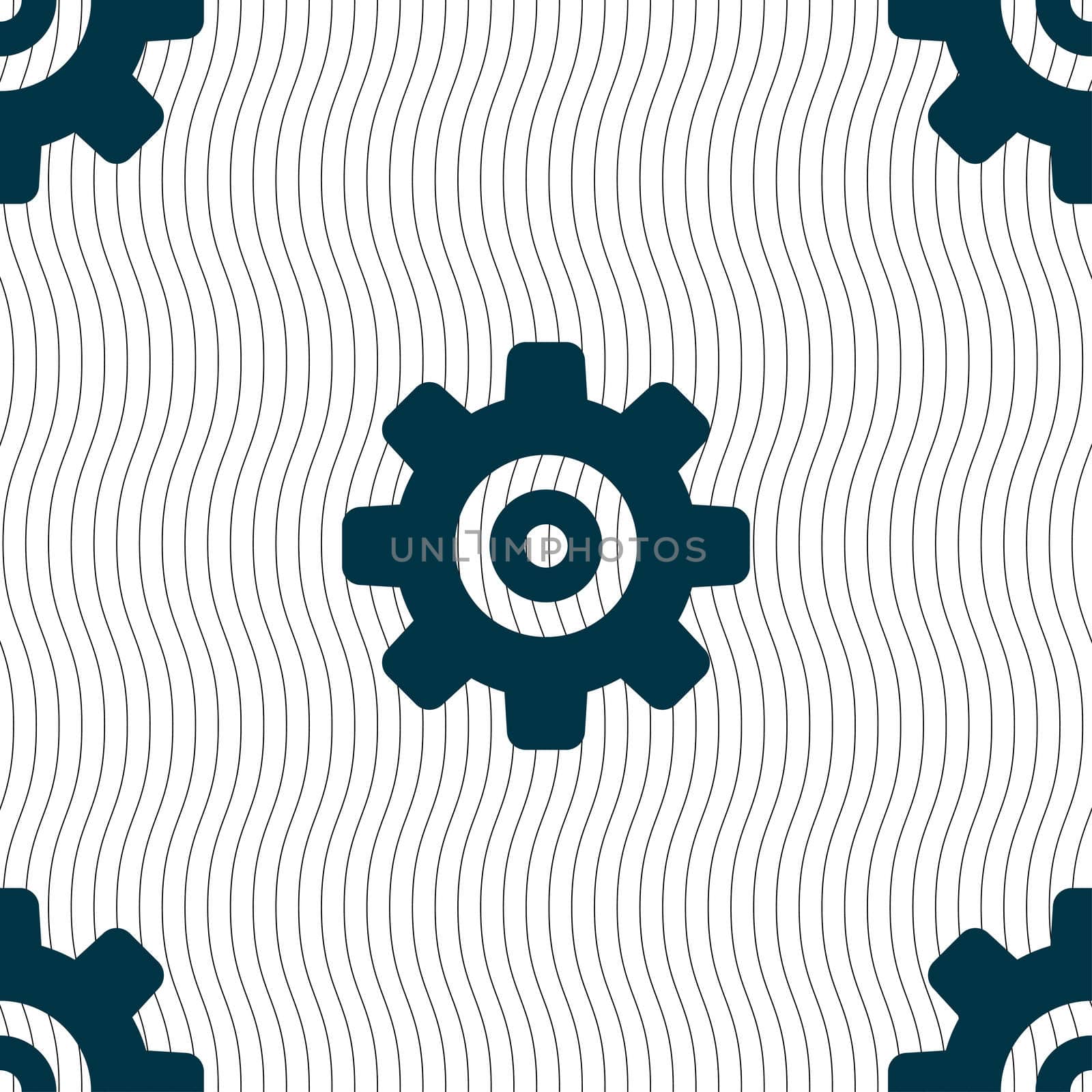 Cog settings, Cogwheel gear mechanism icon sign. Seamless pattern with geometric texture. illustration