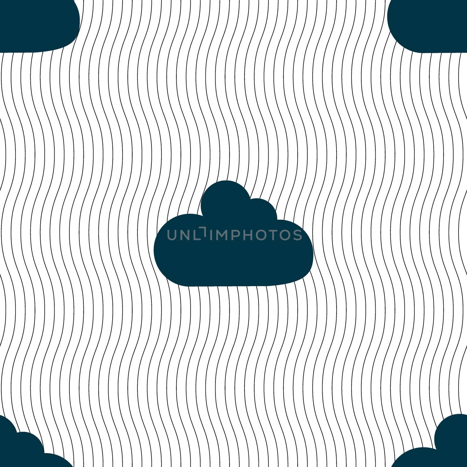 Cloud sign icon. Data storage symbol. Seamless pattern with geometric texture. illustration