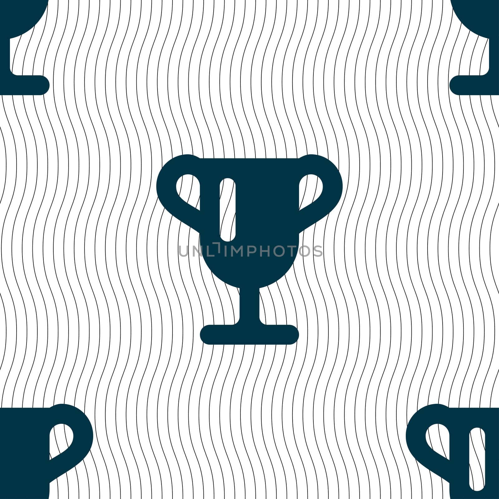 Winner cup, Awarding of winners, Trophy icon sign. Seamless pattern with geometric texture. illustration