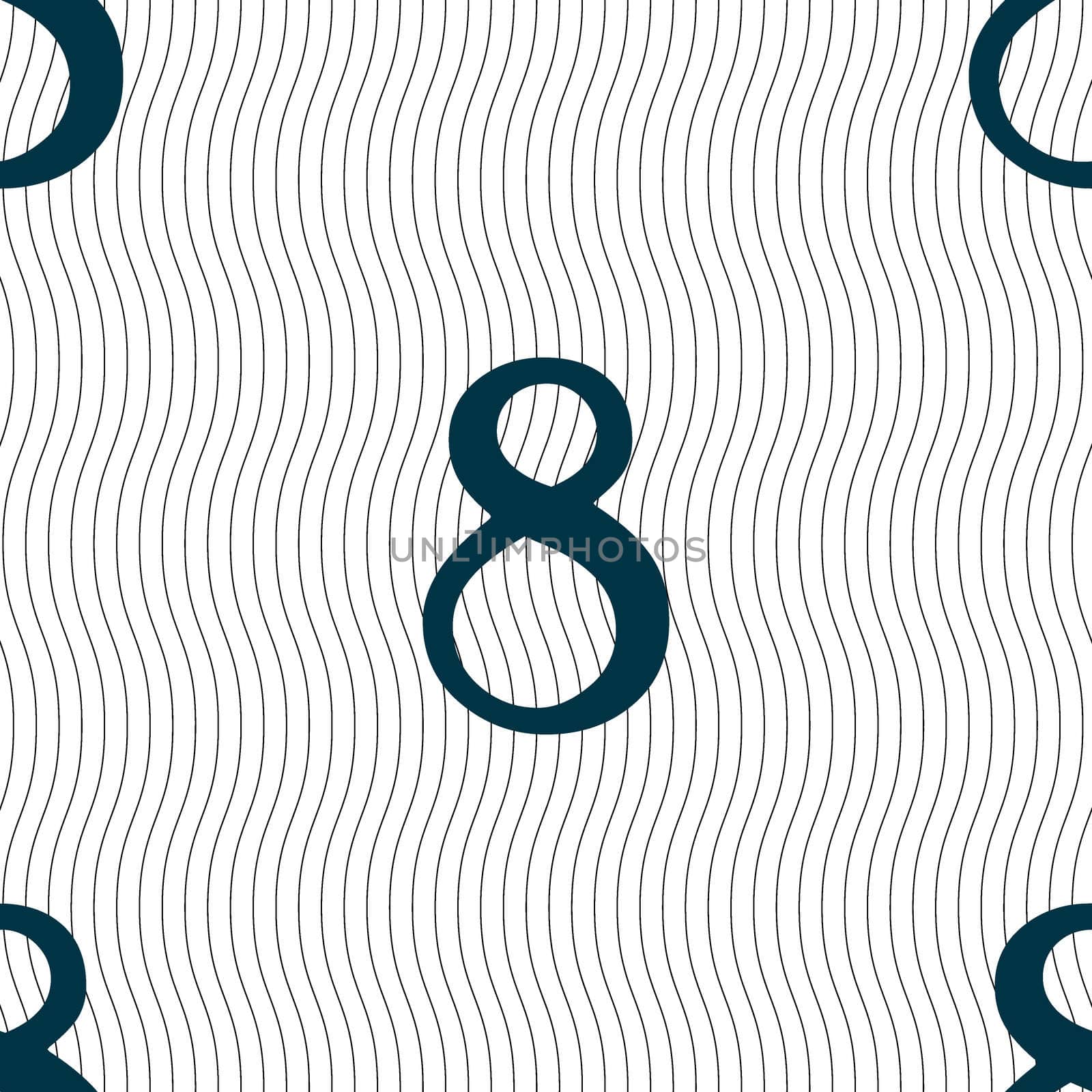 number Eight icon sign. Seamless pattern with geometric texture. illustration