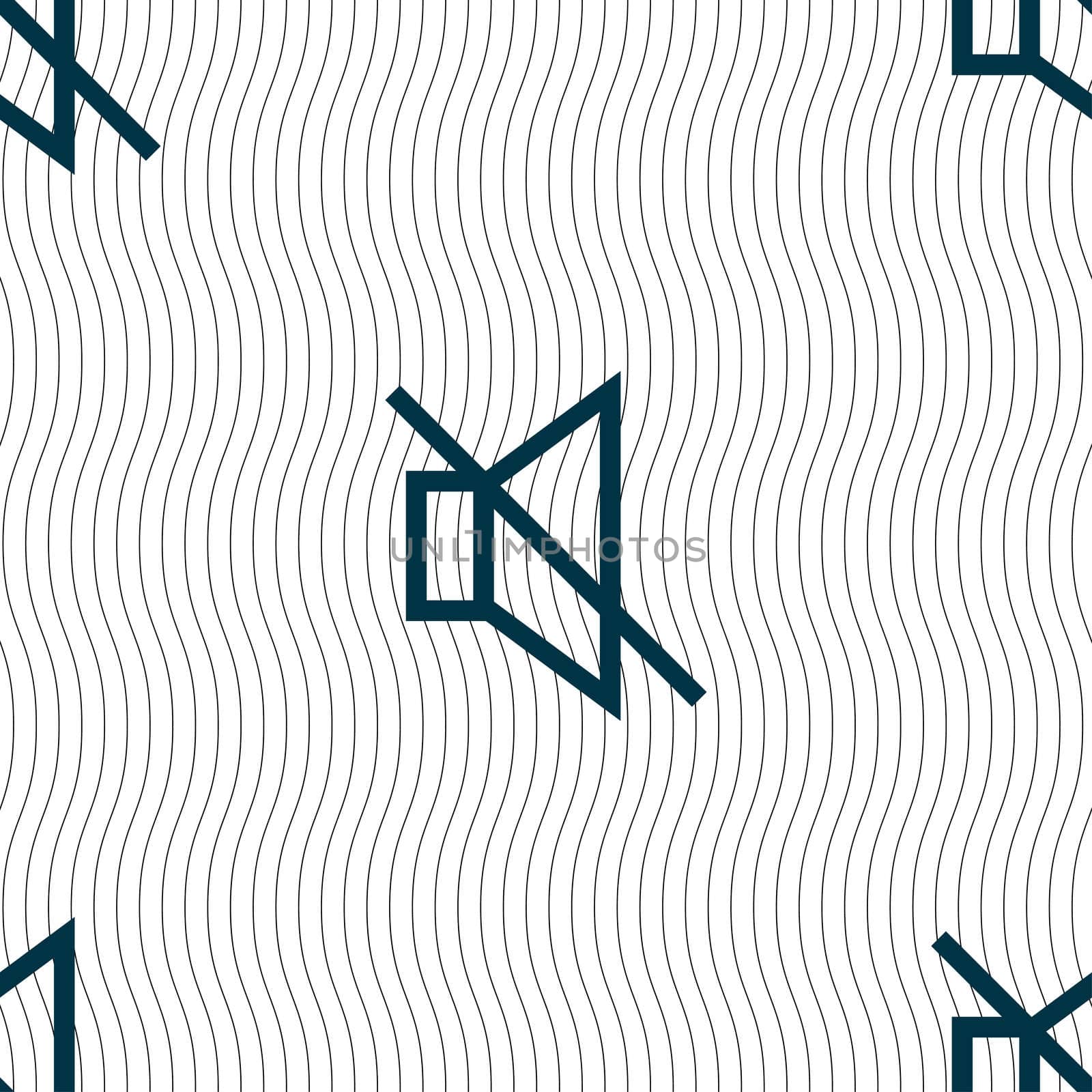 without sound, mute icon sign. Seamless pattern with geometric texture. illustration