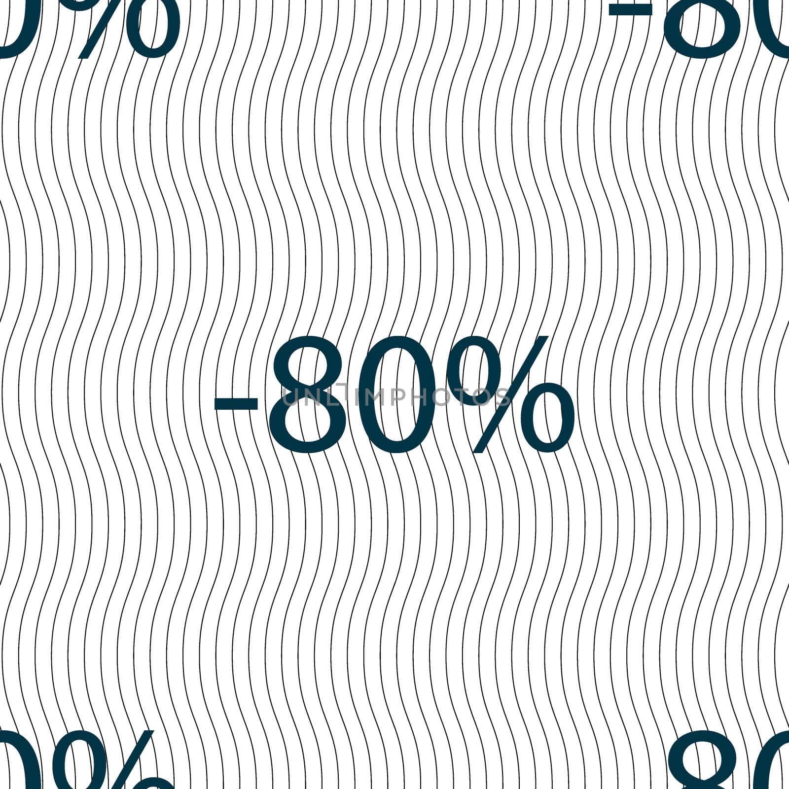80 percent discount sign icon. Sale symbol. Special offer label. Seamless pattern with geometric texture. illustration