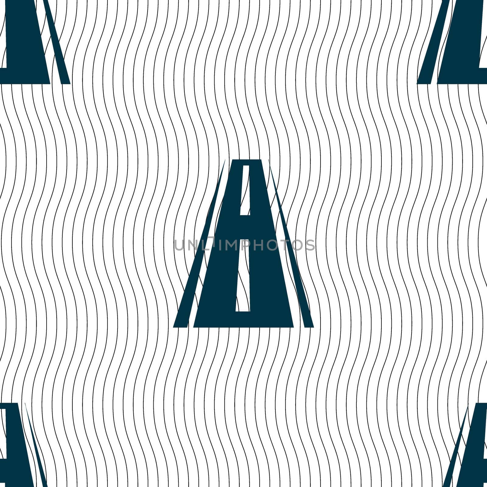 Road icon sign. Seamless pattern with geometric texture. illustration